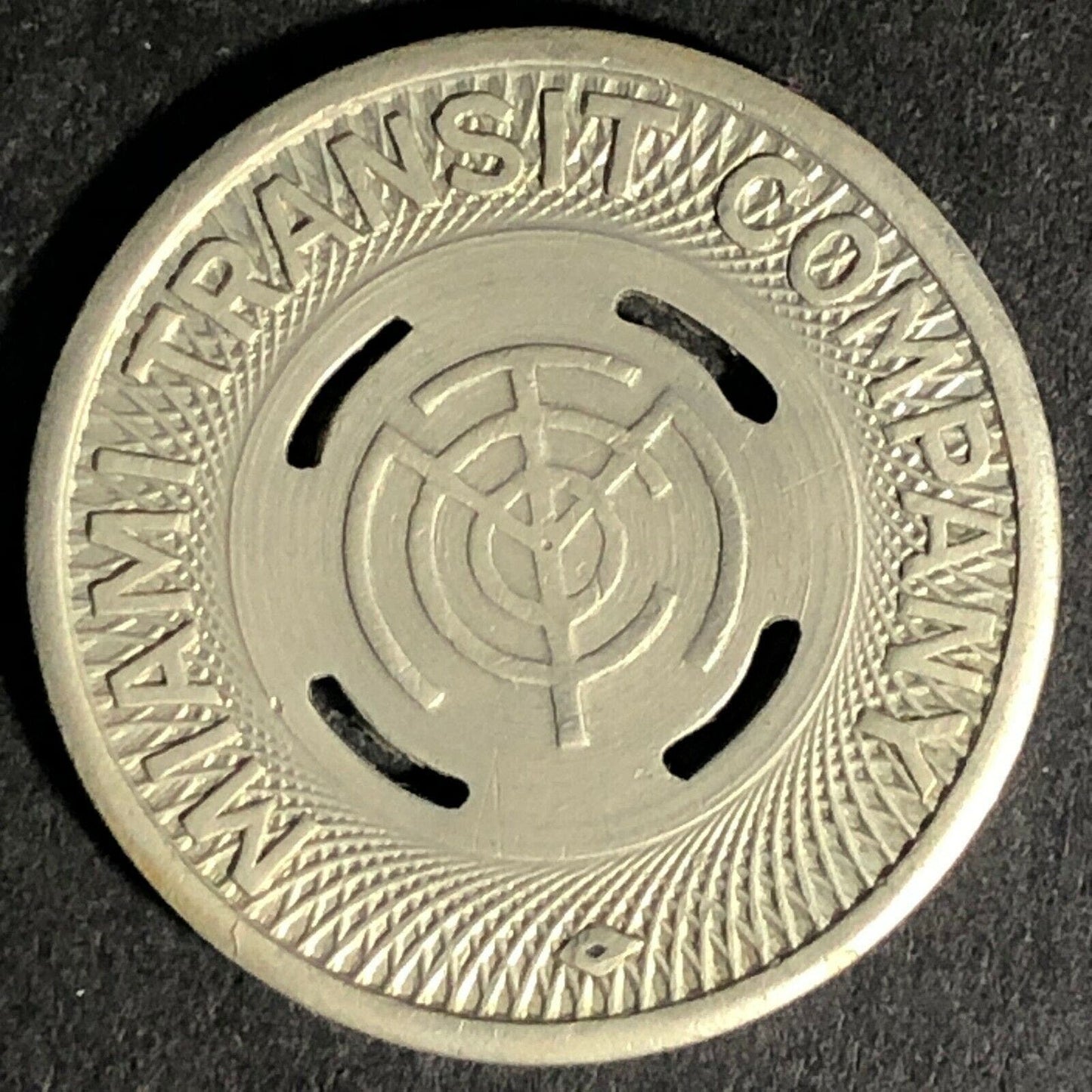 Vintage "Miami Transit Co." "MTC" Token 23mm - Thin Slits VGC