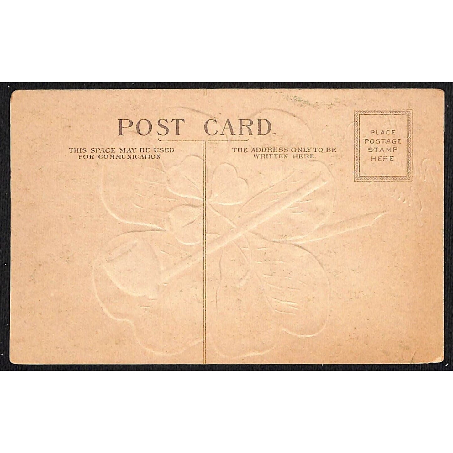St. Patrick's Day Postcard Pipe Clovers Emboss Gilt NP c1910-15