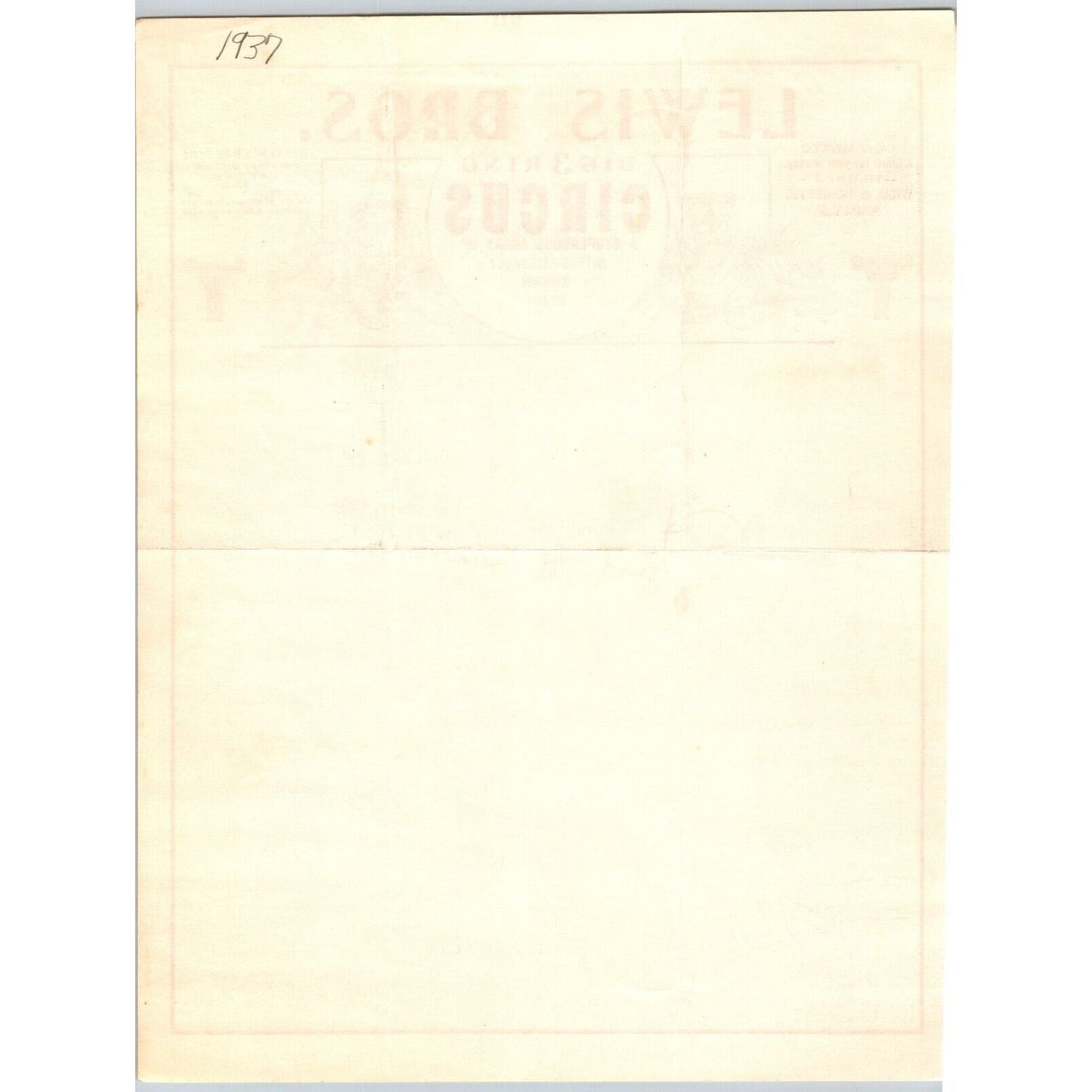 Lewis Bros. Circus Letterhead c1937 Jackson, MI "A Show for Your Money"