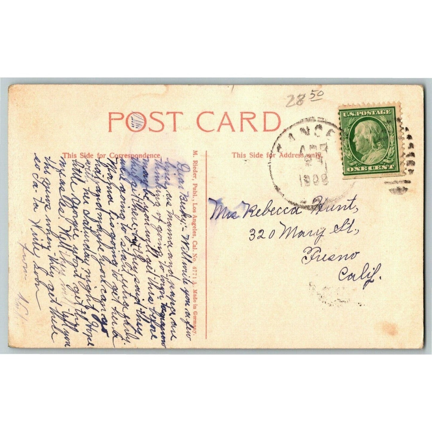 Vintage c1908 PPC Postcard - "Barton Opera House, Fresno, Calif"