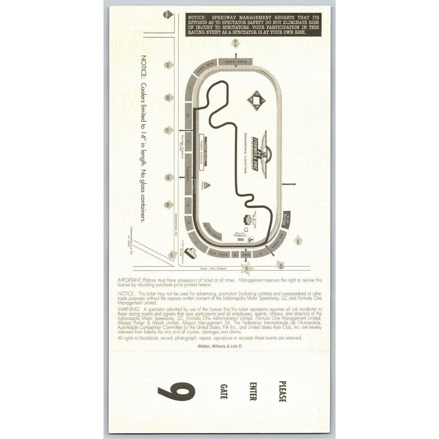 2002 Indianapolis Formula One Grand Prix Racing Unused Ticket 9/29 VGC Seat 4