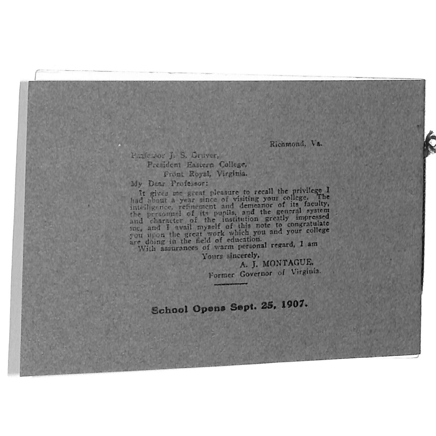 1907 Eastern College Front Royal, VA "Facts Worth Knowing" Brochure 12pp VGC