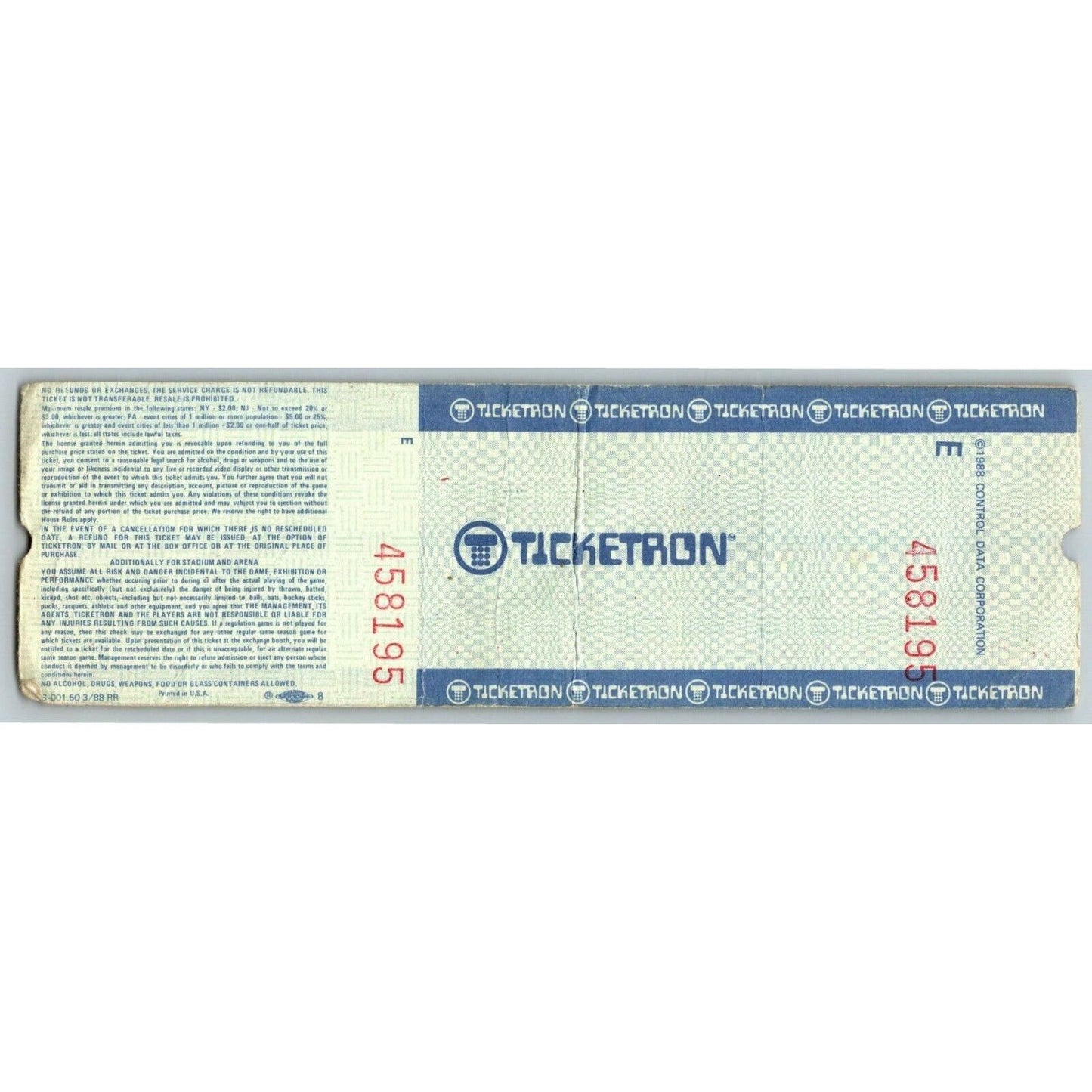 Human Rights Now! Concert Ticket JFK Stadium Philadelphia PA Unused 9/19/88