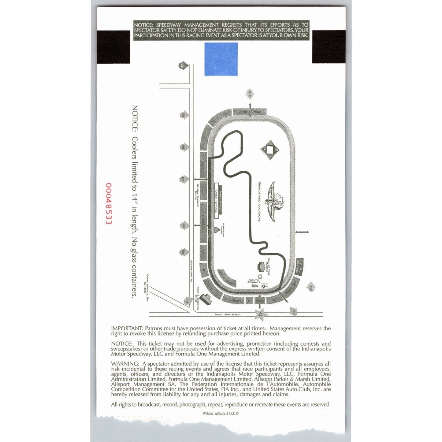 2003 Indianapolis Formula One Grand Prix Racing Ticket Stub 9/28 VGC - Seat 1
