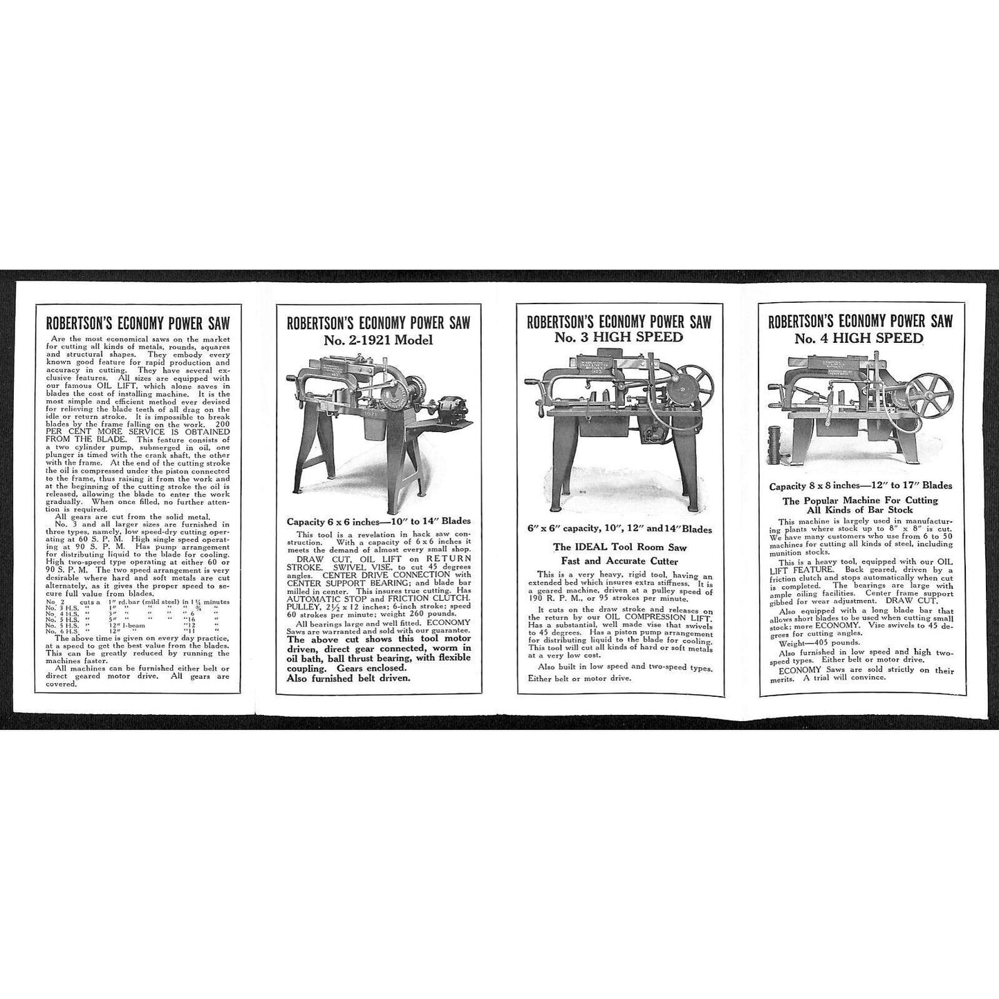 Robertson's High Speed Hack Saws Catalog Sheet Swift Machinery NYC c1920's VGC
