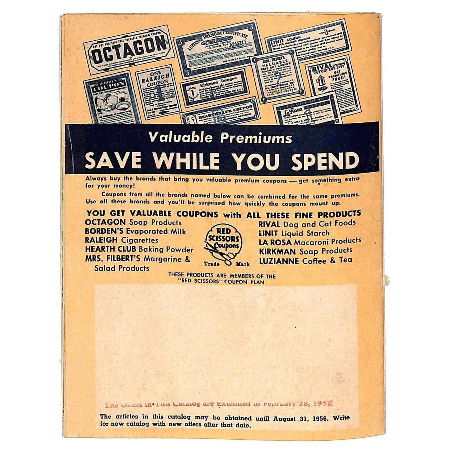 Red Scissors Coupon Plan "Valuable Premiums" Catalog / Booklet 37pp 1956 VGC