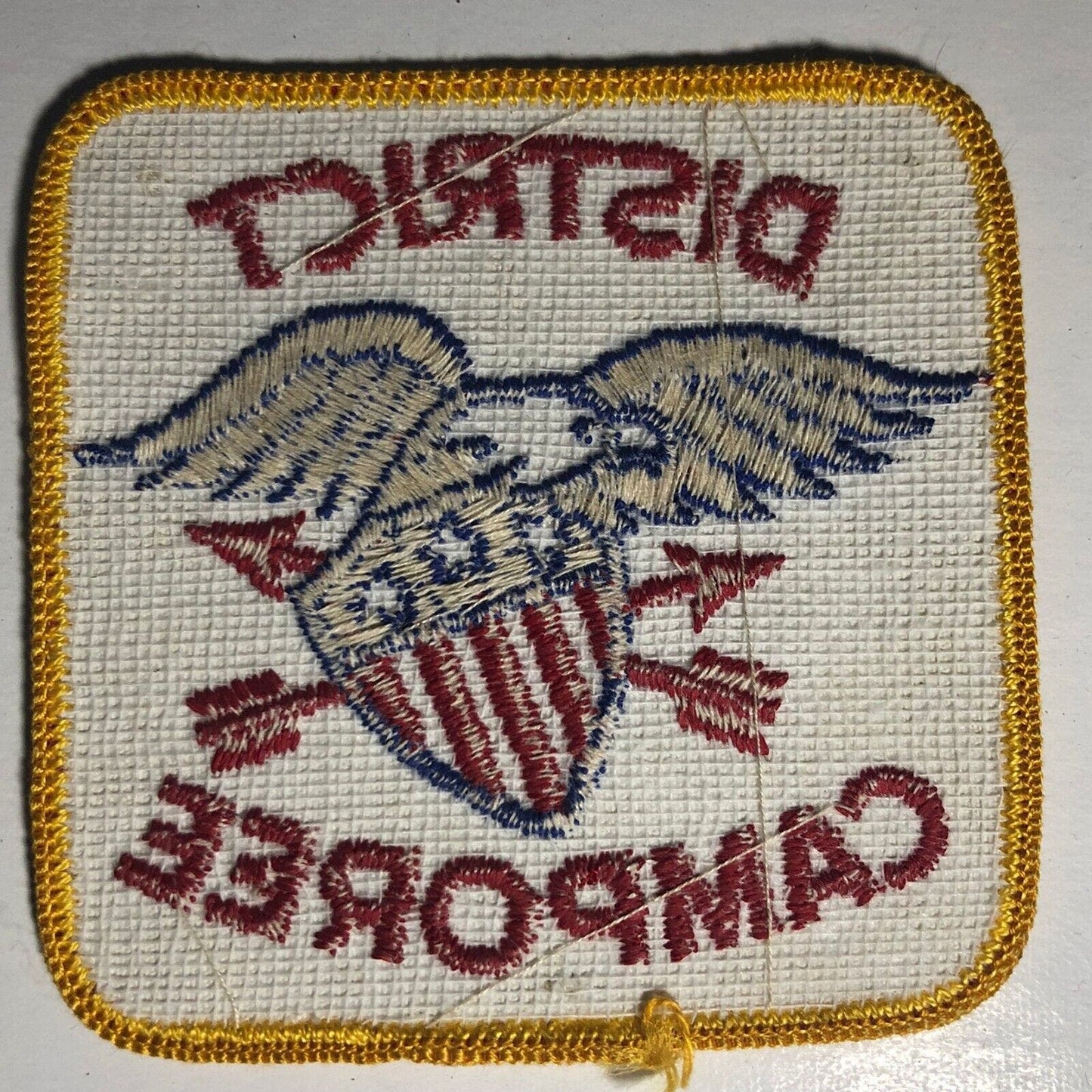 BSA District Camporee Vintage Embroidered Patch c1960's-70's Eagle Flag Shield