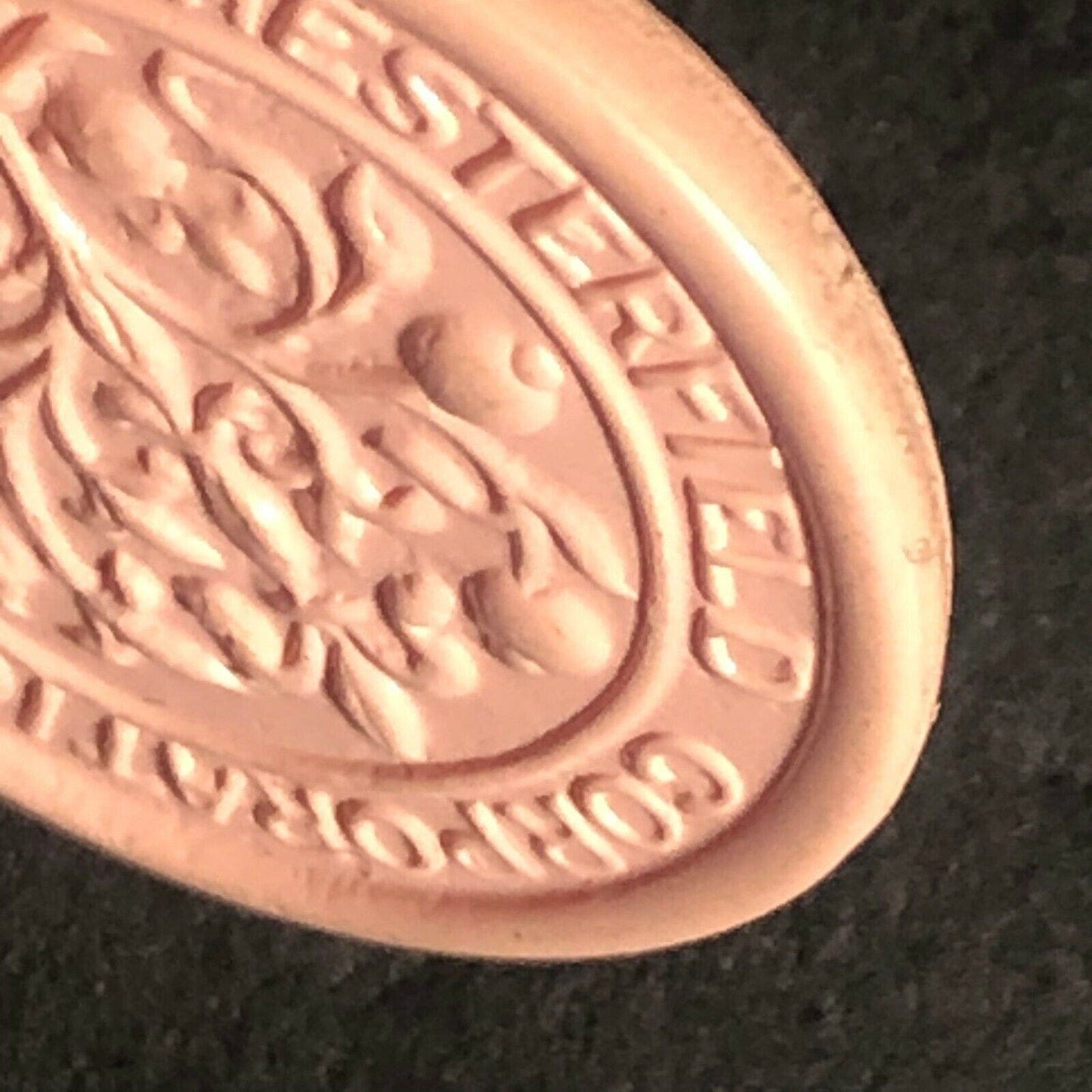 Chesterfield Transport England Plastic Token Peach / Pink 3D 23mm c50's-60's