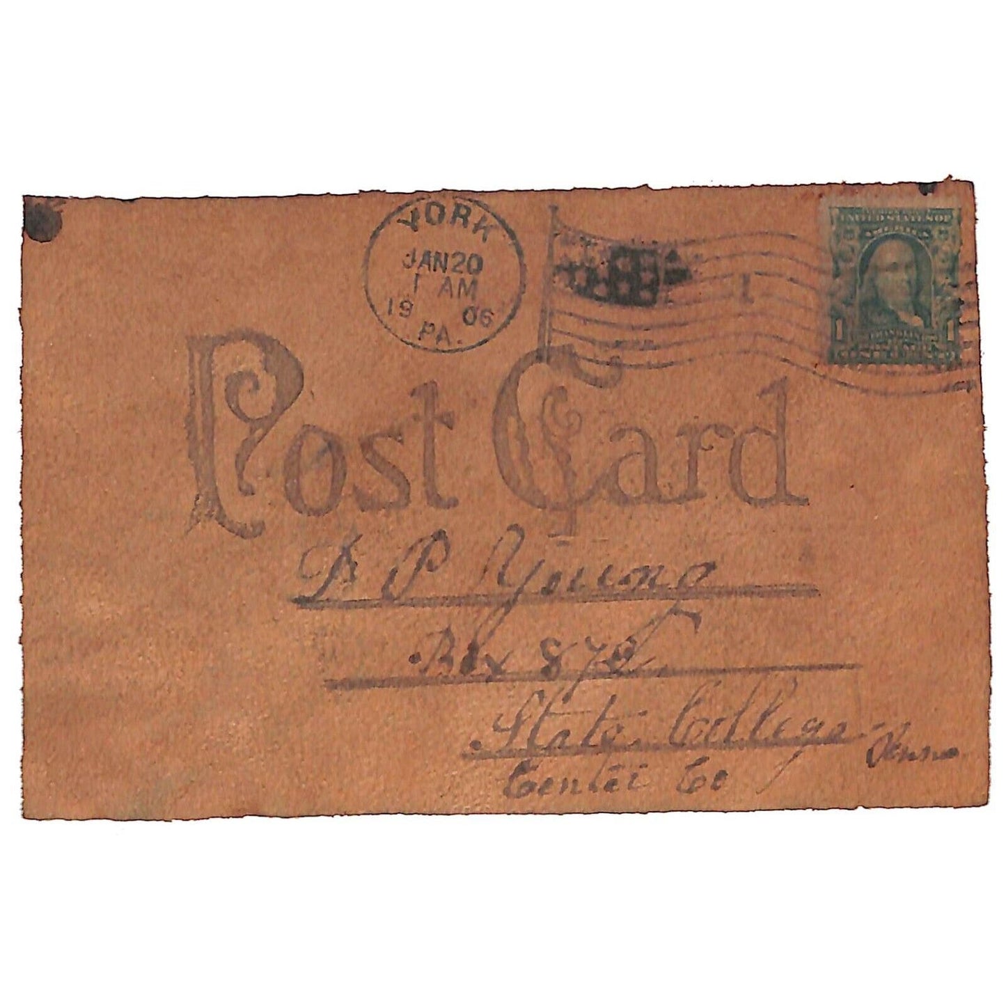 Funny Leather Postcard "Hope You'll See the Point" (Tack on Chair Humor)