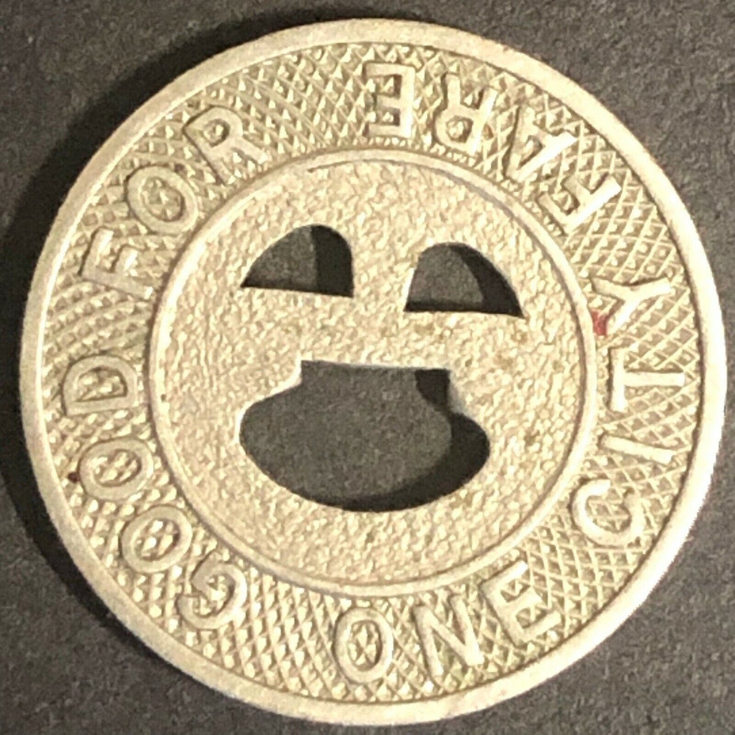c1919 16mm Omaha & Council Bluffs S.S.T. RY Co G/F One City Fare Brass Token