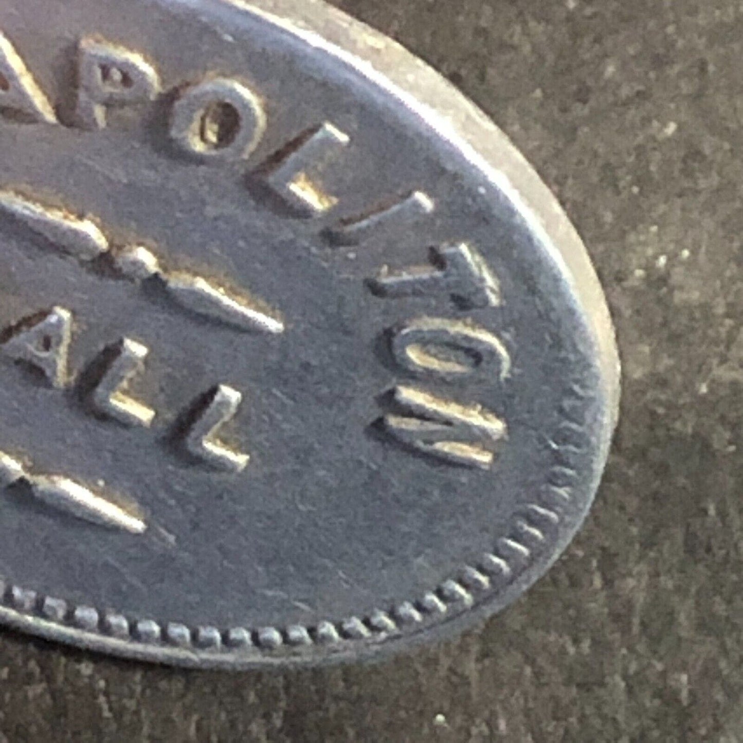 Neapolitan Hall Token (Trenton, NJ ) G/F 5¢ in Trade Alum. 19mm Scarce
