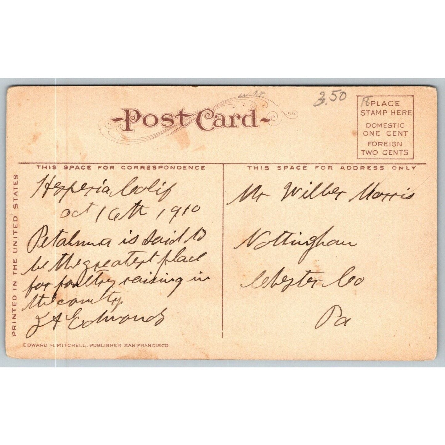 Vintage c1910 PPC Postcard - Brooder on Chicken Ranch, Petaluma, California