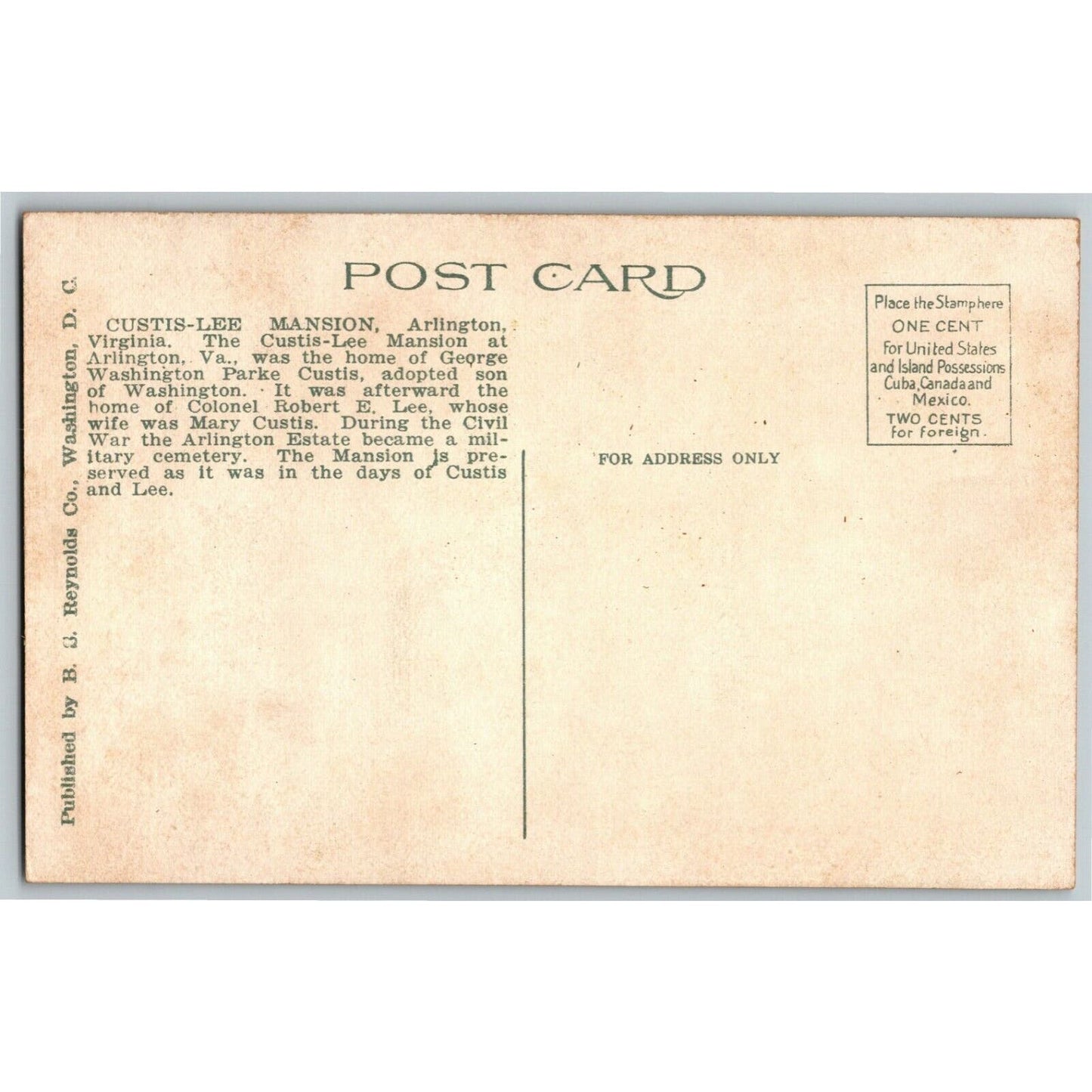 Custis Lee Mansion, Arlington, VA - Vintage Postcard - NP