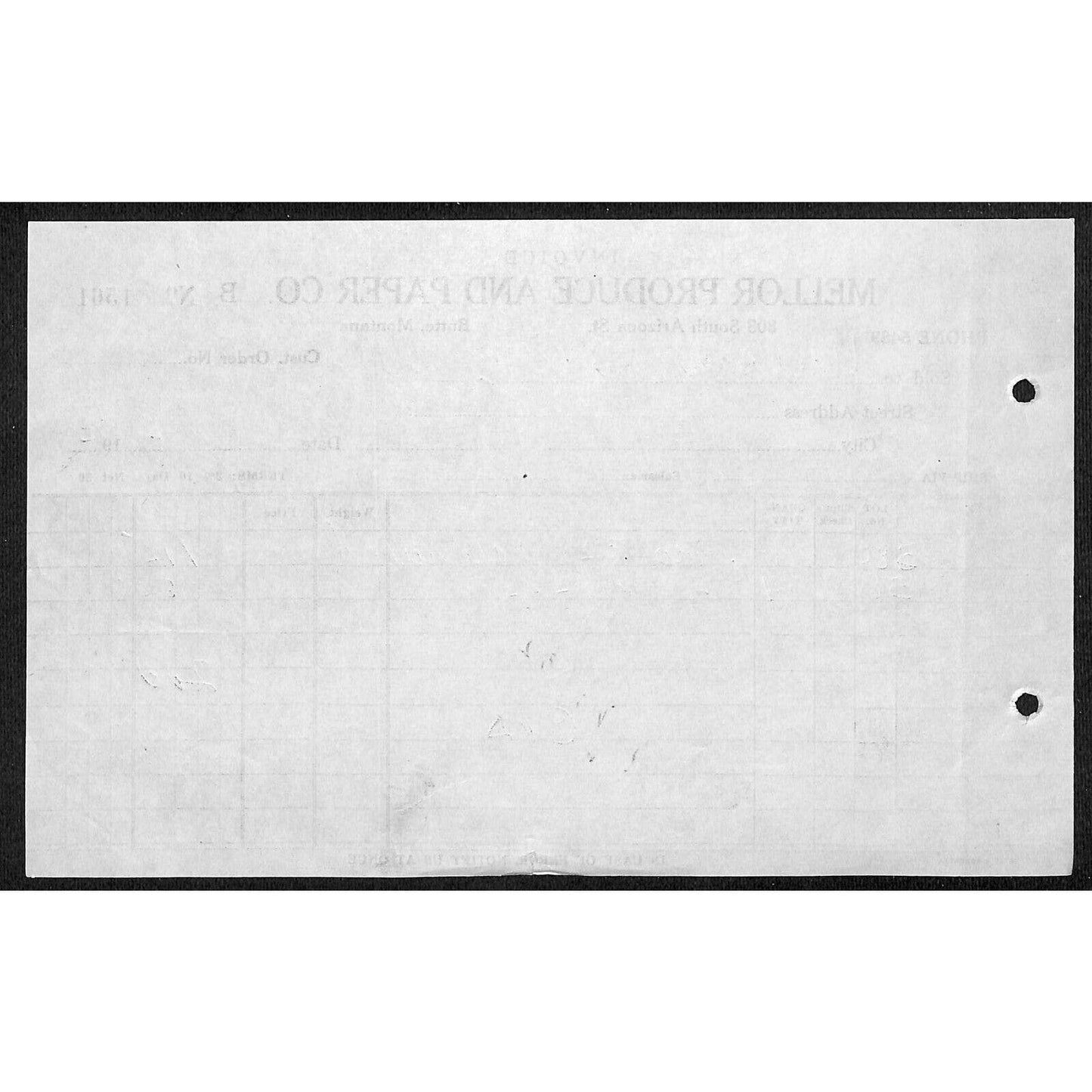 Mellor Produce and Paper Butte Montana 1933 Billhead Letterhead Wilson Drug