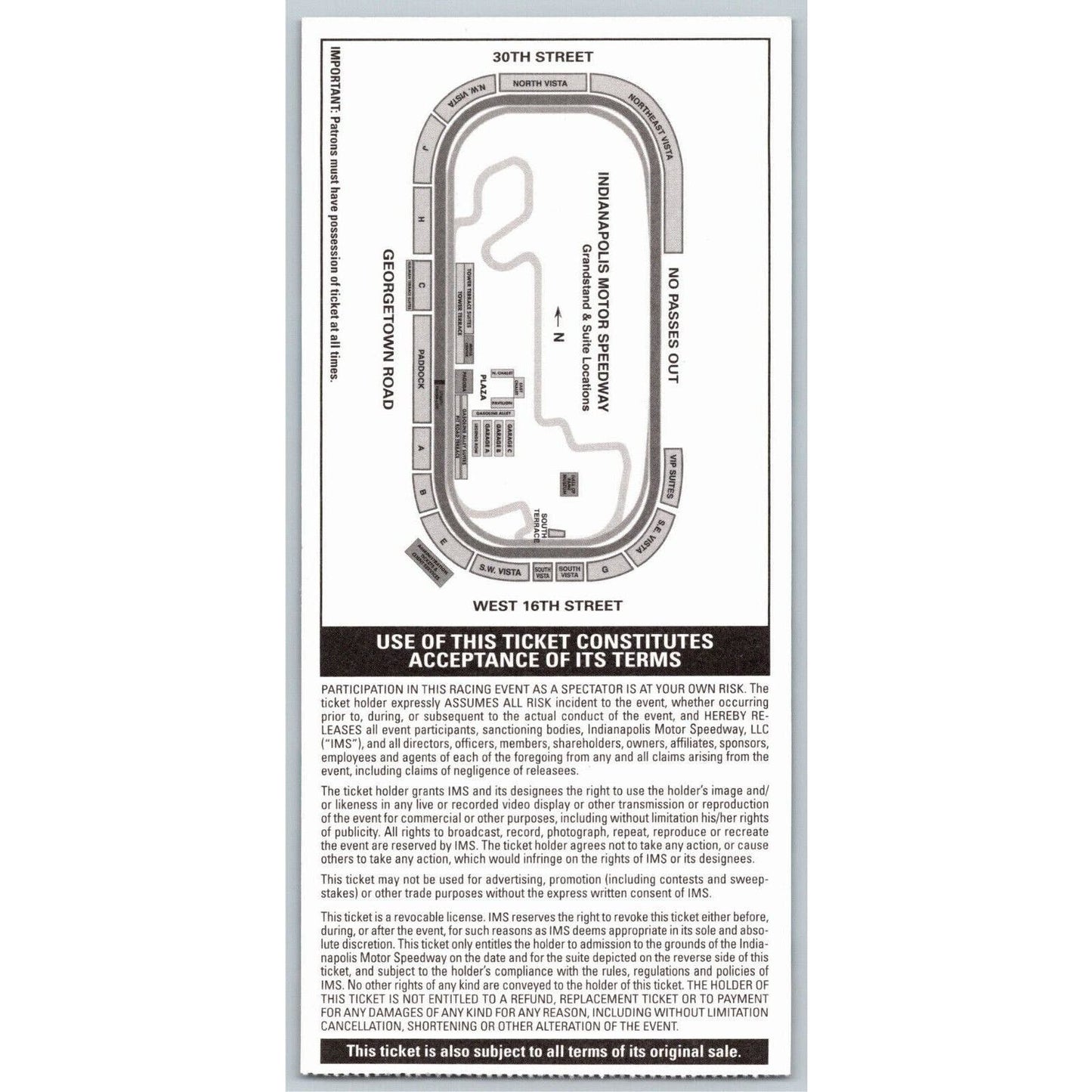 2012 Indy 500 Opening Weekend Tower Suites Ticket Stub #005