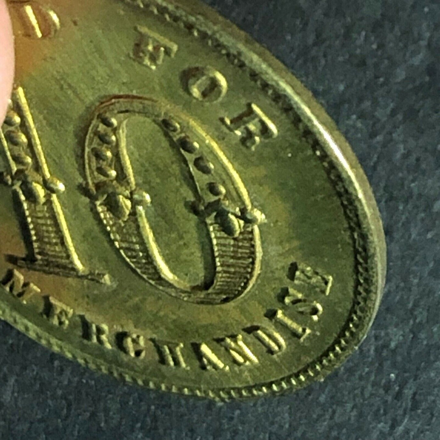 G.H. Bailey Miltonvale, Kans. General Merchandise Brass G/F 10c Token 24mm