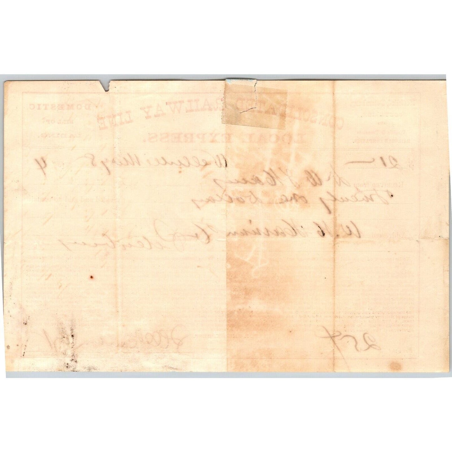 Norfolk & Petersburg Consolidated Railway Line Local Express 1874 Bill of Lading