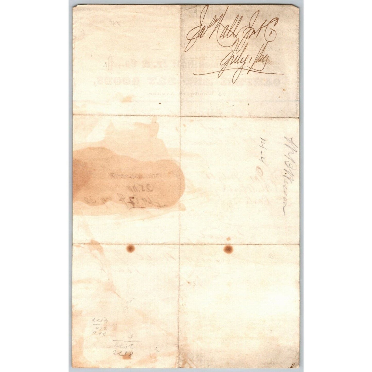 Detroit Letterhead James Nall Jr. & Co. - Carpets and Dry Goods - c1870