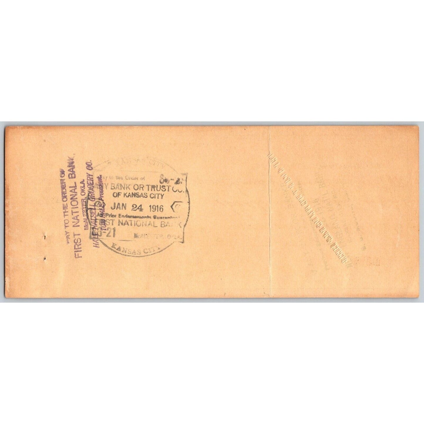 Eufaula Oklahoma 1916 W.L. Belt Trading Co. Bank Check w/ Vignettes