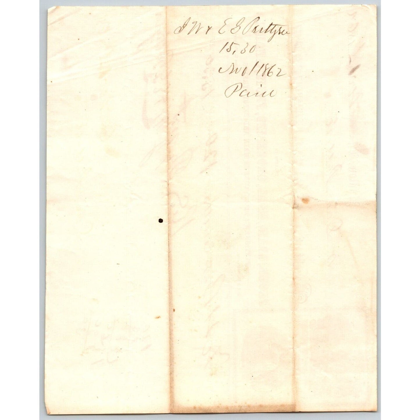 Ludlow, VT J.W. & E. G. Pettigrew Groceries Flour Grain 1862 Billhead Scarce