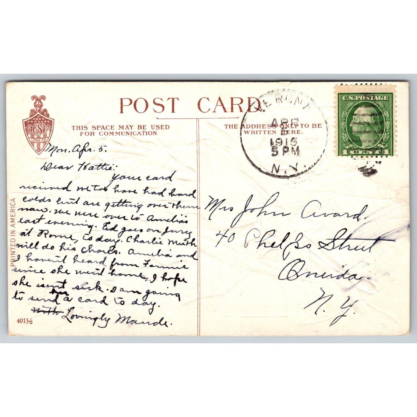 Easter Postcard "Wishing You Easter Blessing" Floral Silver EMB. PM 1915