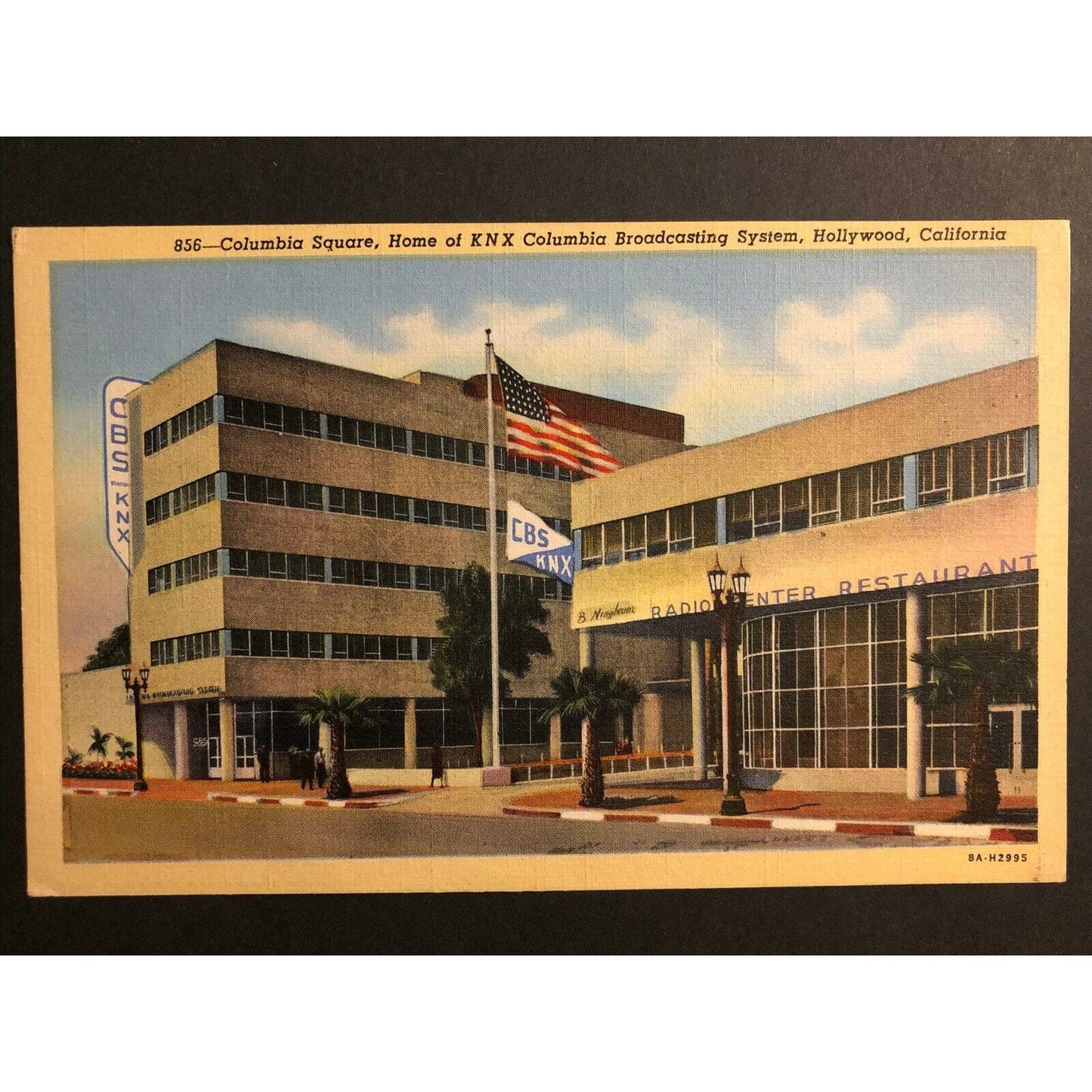 Vintage Linen Postcard - Columbia Square KNX CBS - Hollywood, CA