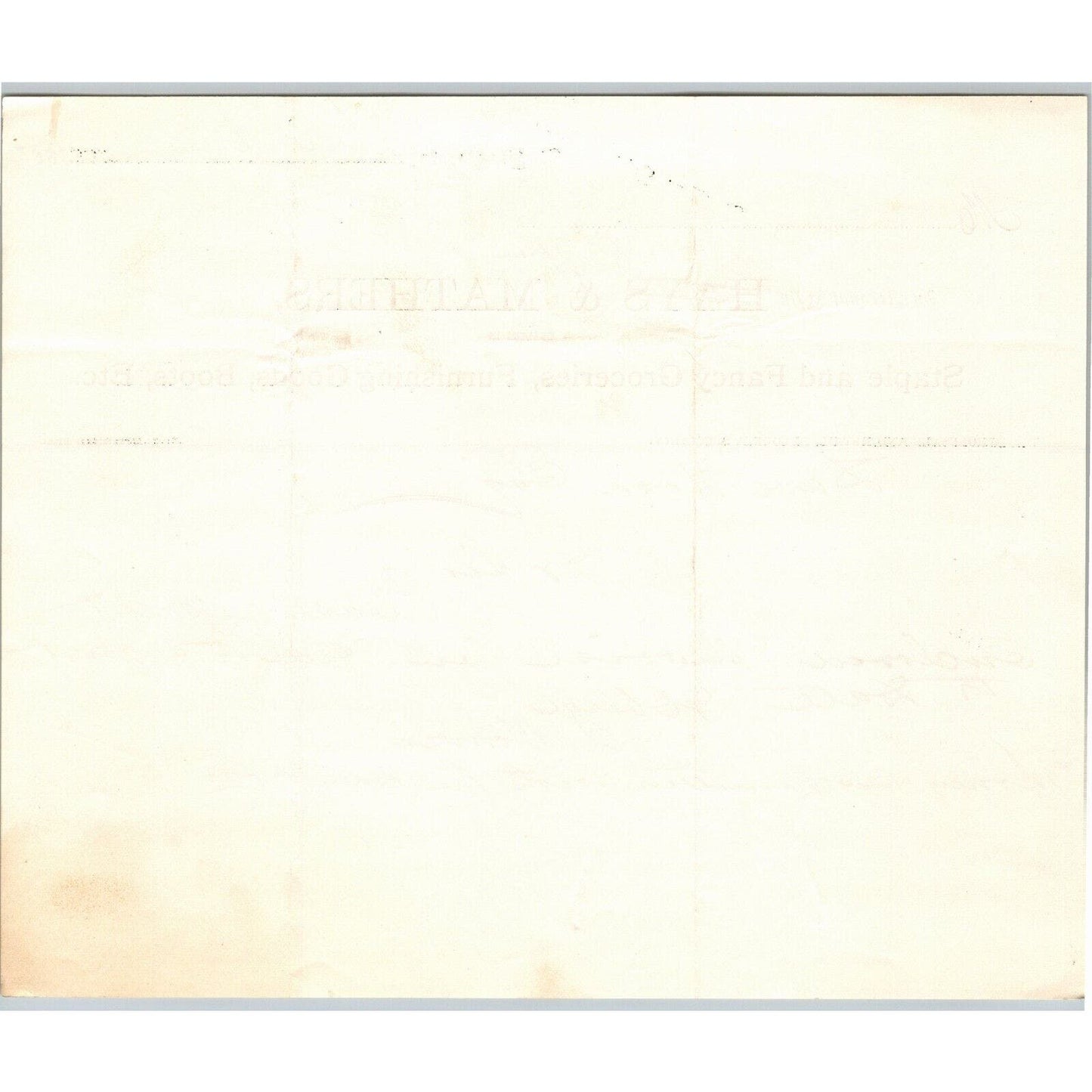 1883 Hays & Mathers St. Elmo / Delta, CO Letterhead Groceries Ghost Town Mining