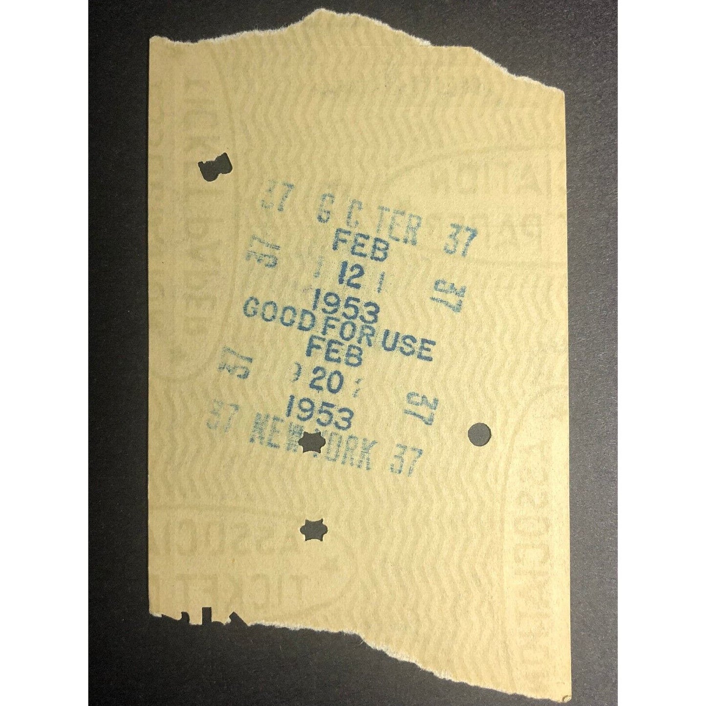 1953 Rutland Railroad / NY Central RR "White Creek to" Check / Ticket #8255