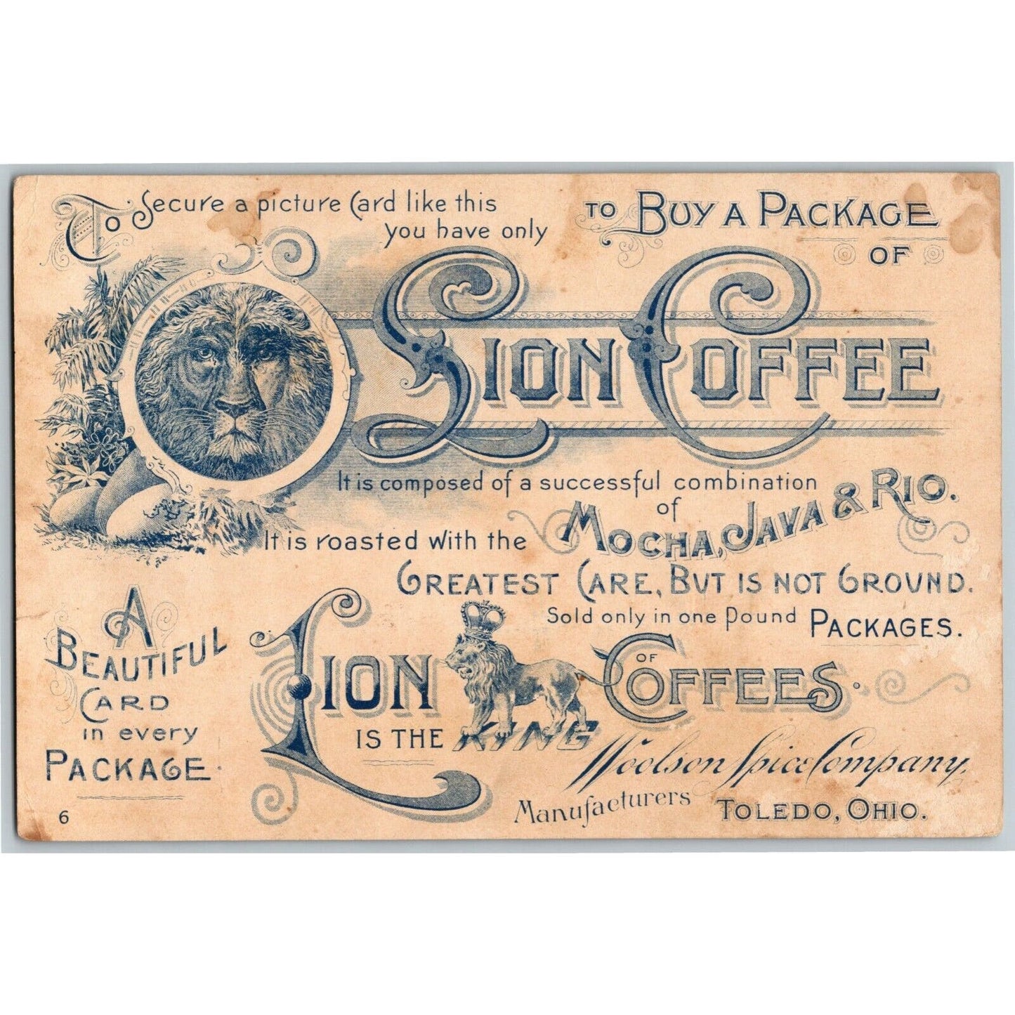 Lion Coffee & Woolson Spice Co. Easter Greetings - Large Victorian Trade Card