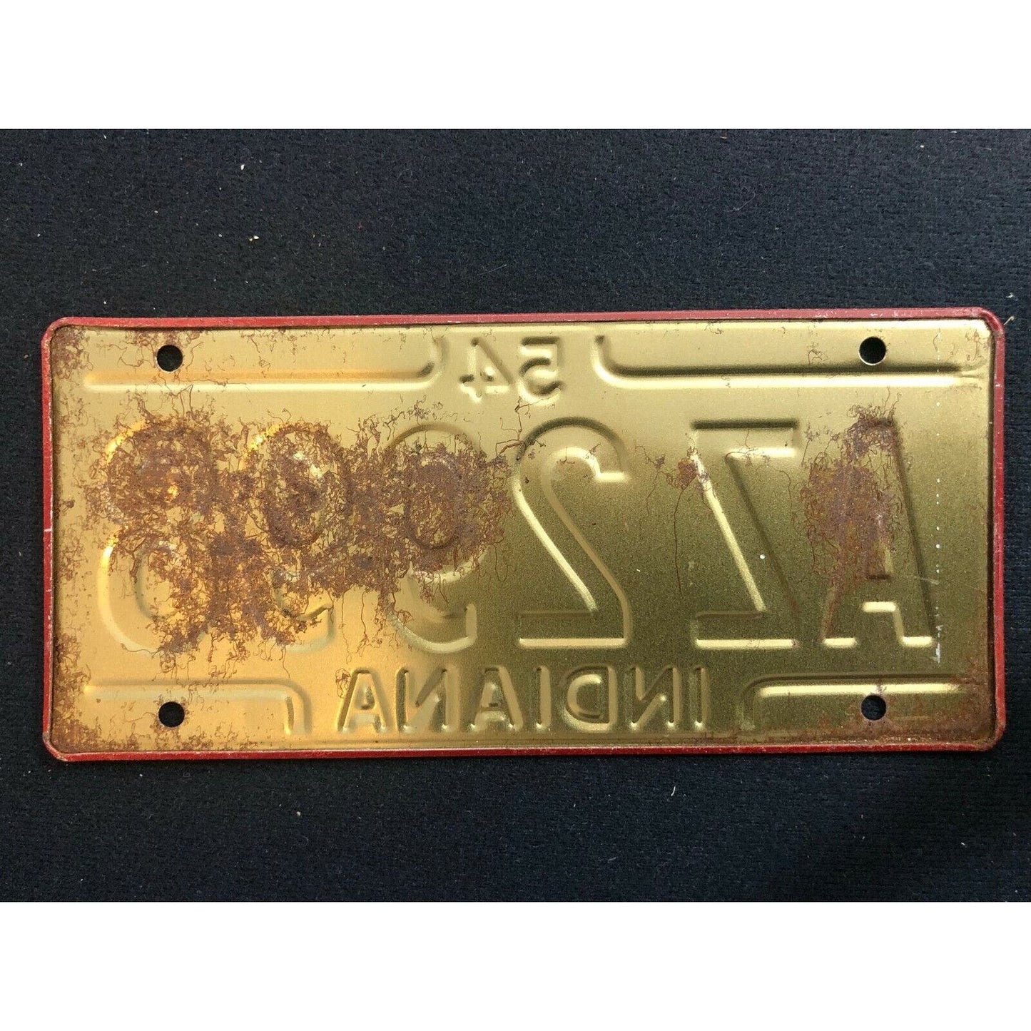 1953-54 General Mills Wheaties Tin Mini Bicycle License Plate - Indiana