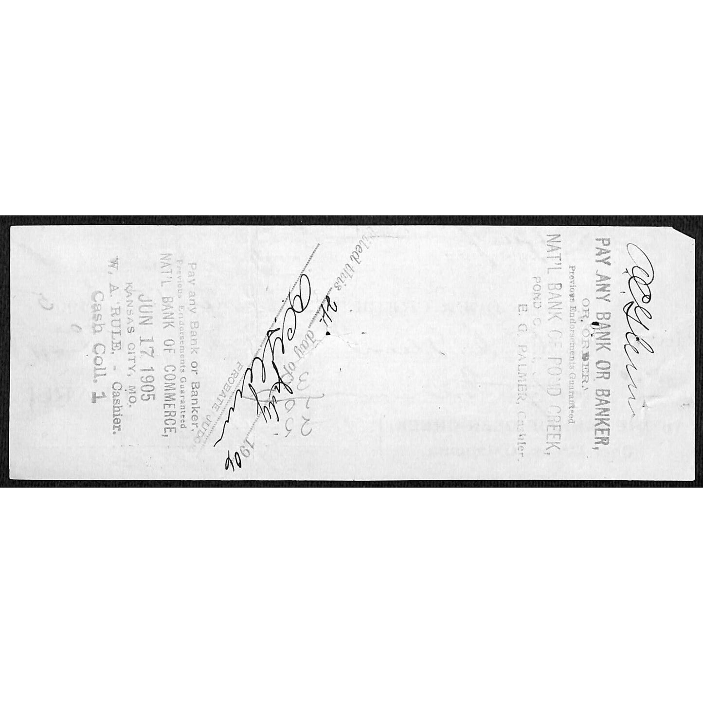 Deer Creek, OK 1905 Territorial "Bank of Deer Creek" Bank Check - Scarce