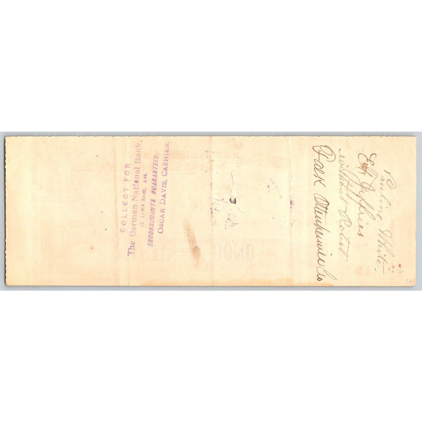 Sans Bois Indian Territory Oklahoma 1899 Bank Check - 5 Signatures