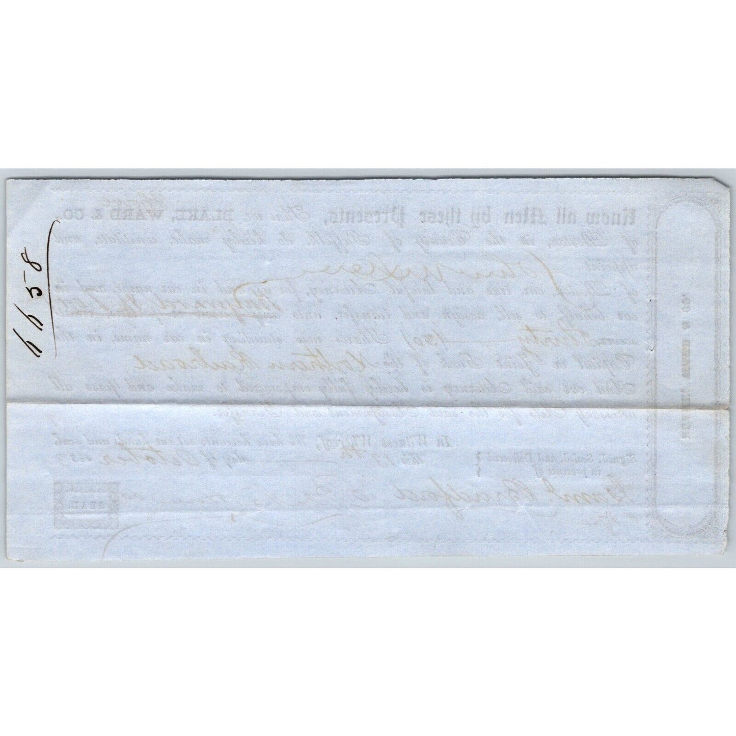 1853 Boston MA Power of Attorney re: Northern Railroad Stock Blake, Howe & Co.