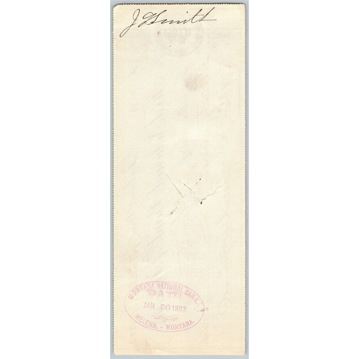 Helena Montana Greenhood & Bohn & Co. First National Bank Check 1892 w/ Monogram