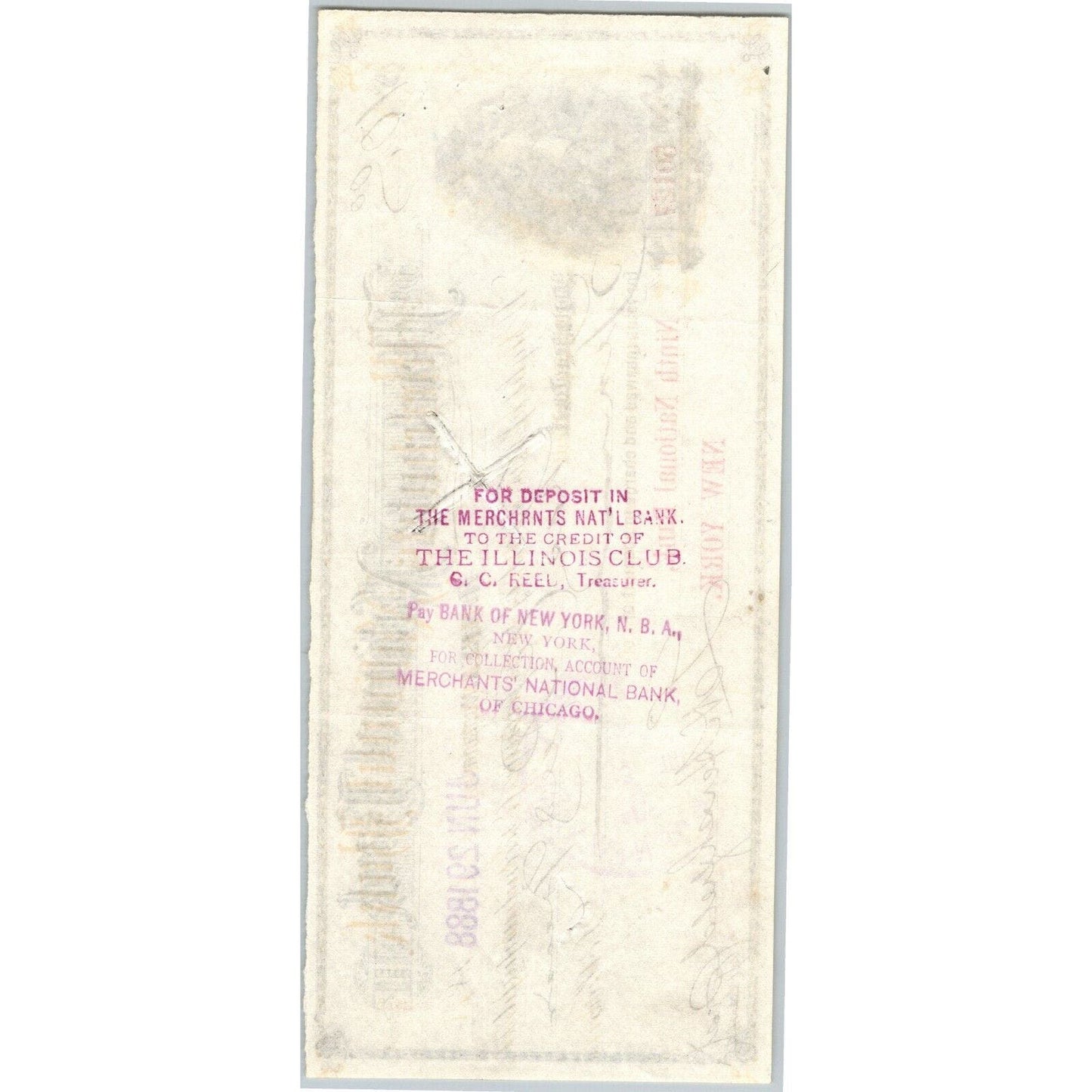 Helena Montana Merchants National Bank Check 1888 Ninth New York w/ Vignette