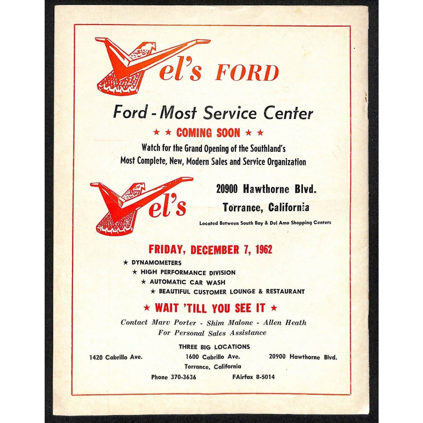 Scarce Nov 10 1962 USAC Sprint Racing Program Ascot Park Gardena Parnelli 16pp