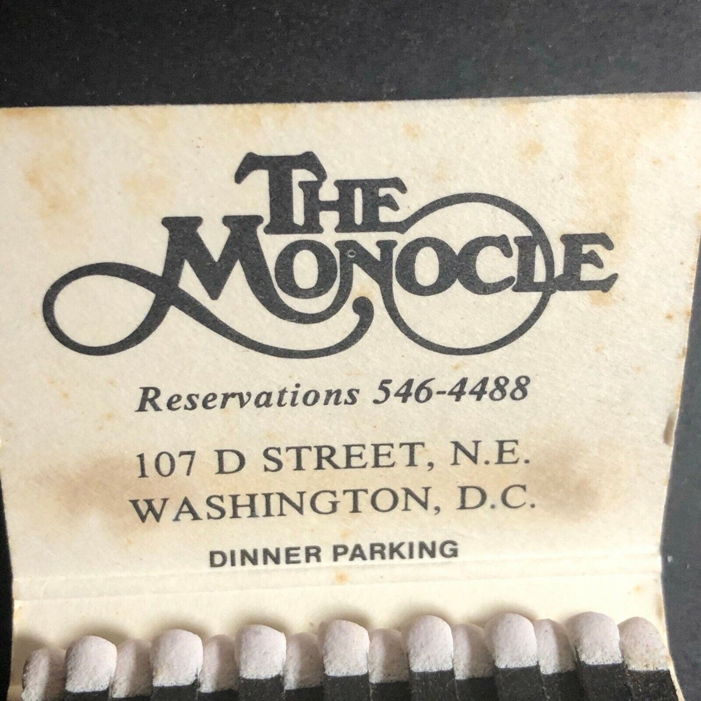 Scarce 1970's Full Matchbook - The Monocle Restaurant - Washington, DC