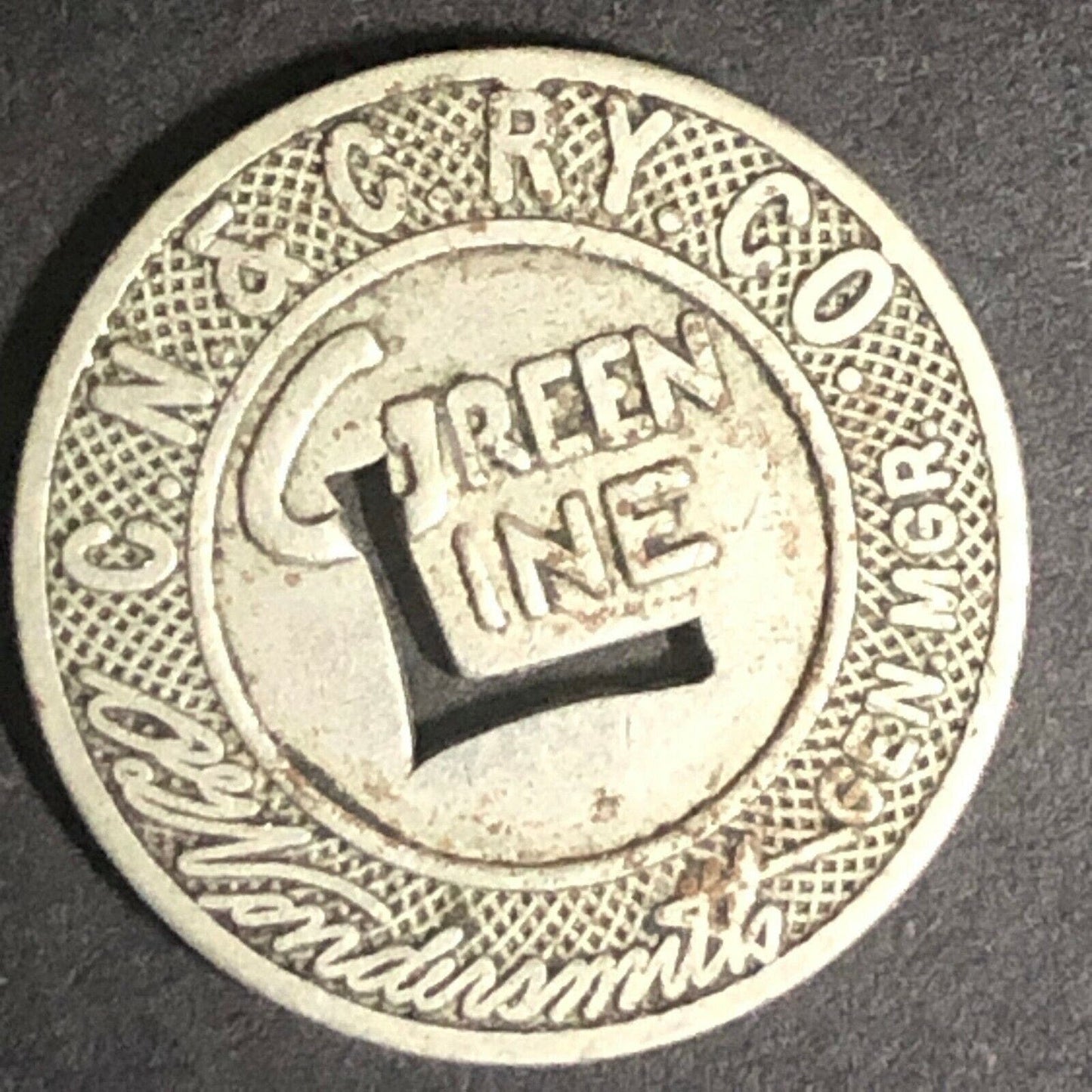 c1922-1940's 16mm C.N. & C. RY. Co. Green Line Transit Token Covington, KY