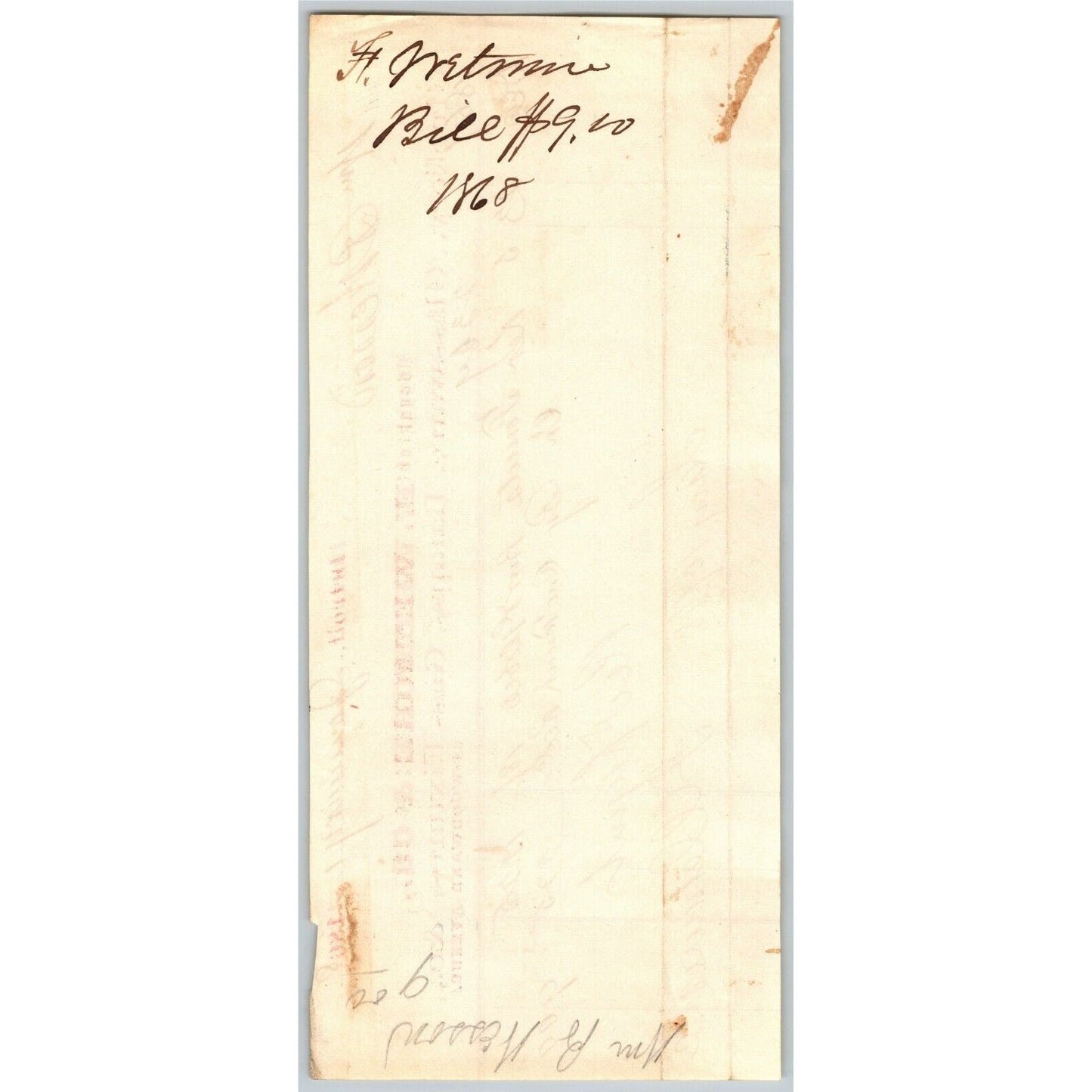 Detroit Letterhead Wetmore & Co. Glassware Lamps Gas Fixtures Crockery 1868