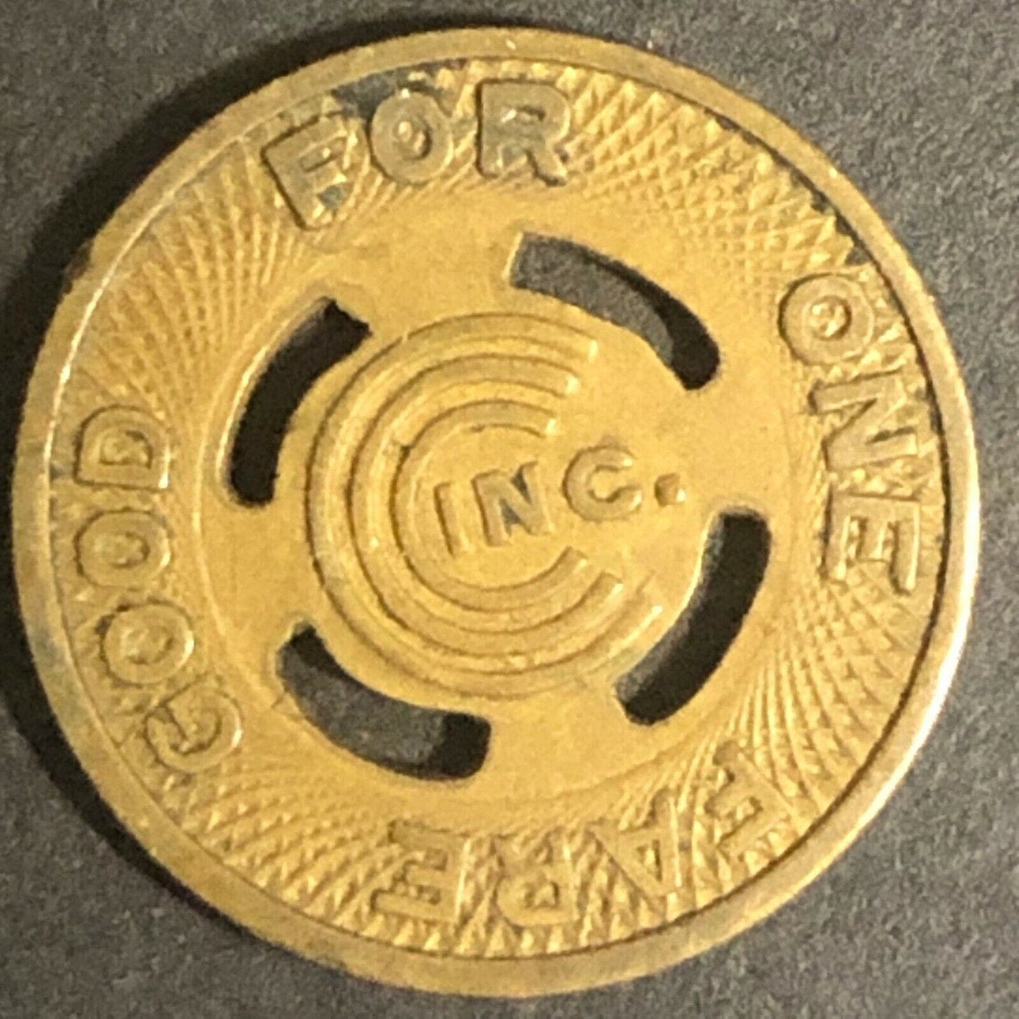 c1937 16mm Coast Cities Coaches G/F One Fare Token Asbury Park, NJ (1167)