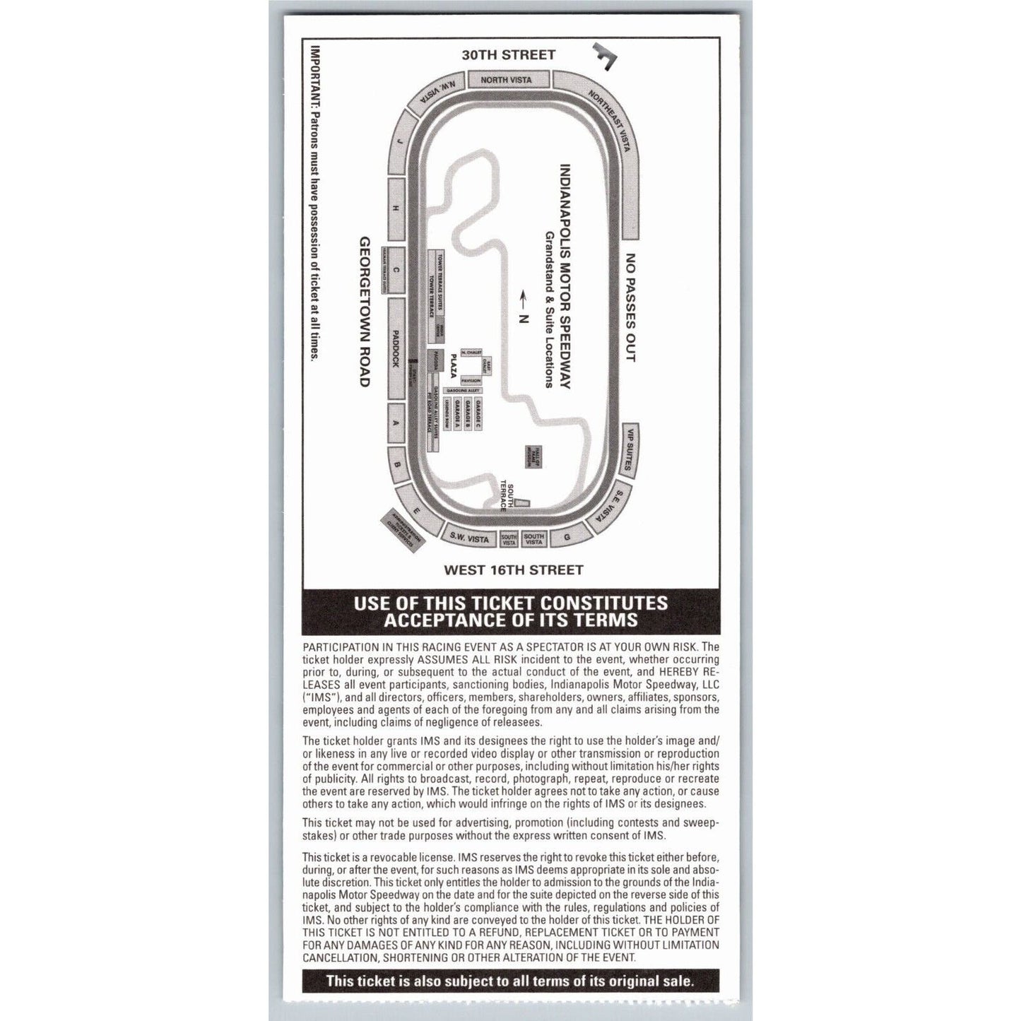 2012 Indy 500 Miller Lite Carb Day 5/25 Pagoda Suite Two Ticket Stub #018