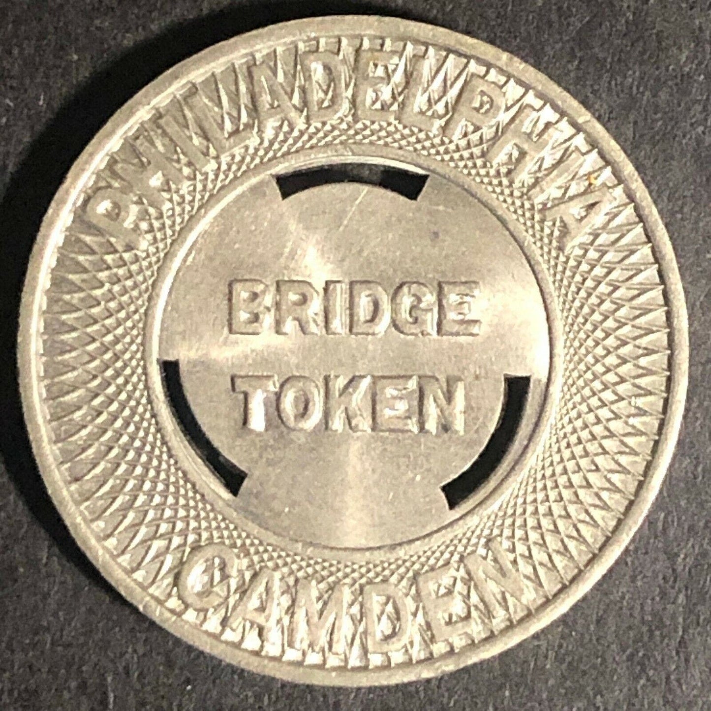Brass Transit Token Philadelphia / Camden Delaware River Line Bridge 22mm (1834)