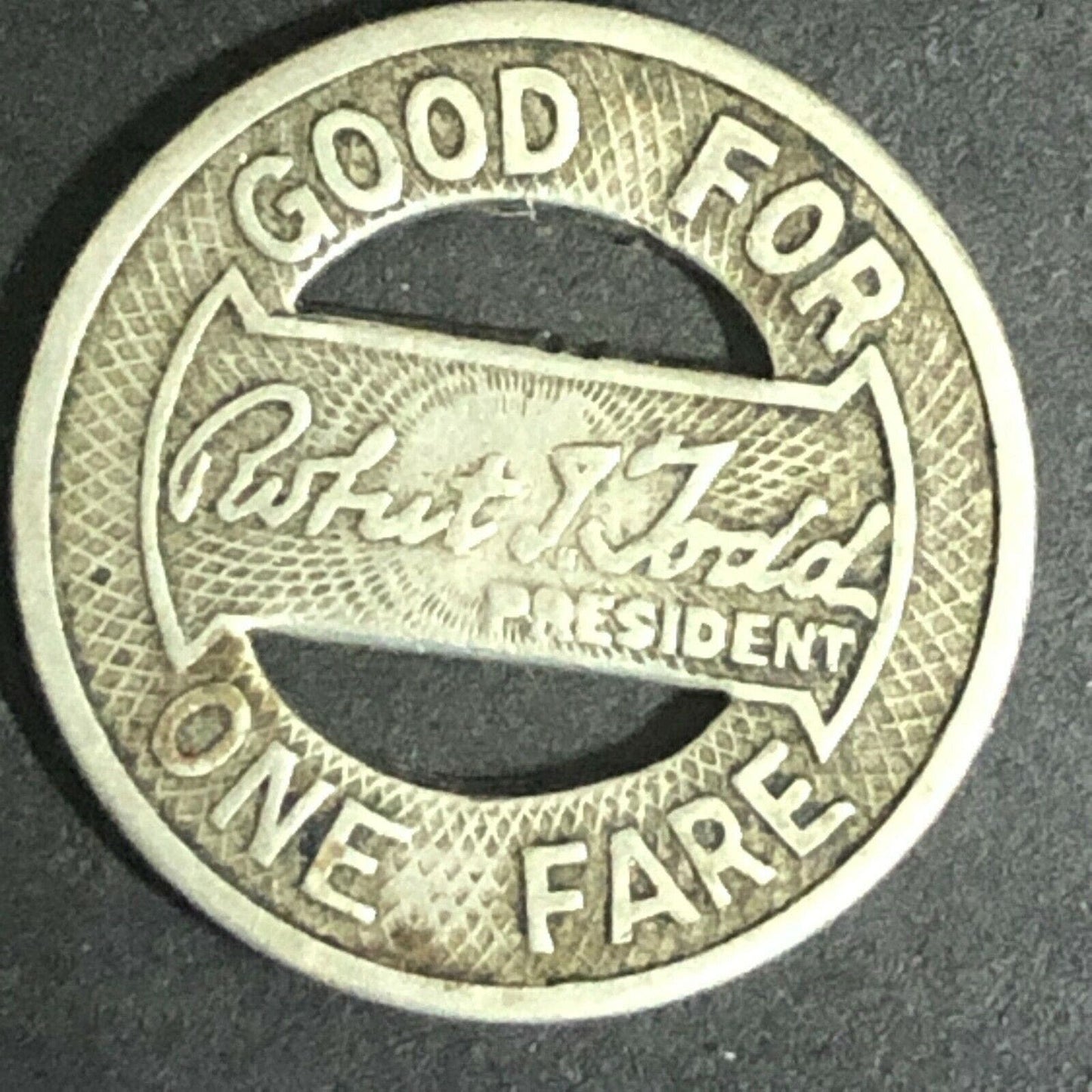 c1920's 16mm Indianapolis ST. RY. CO. G/F Brass One Fare Transit Token (1533)