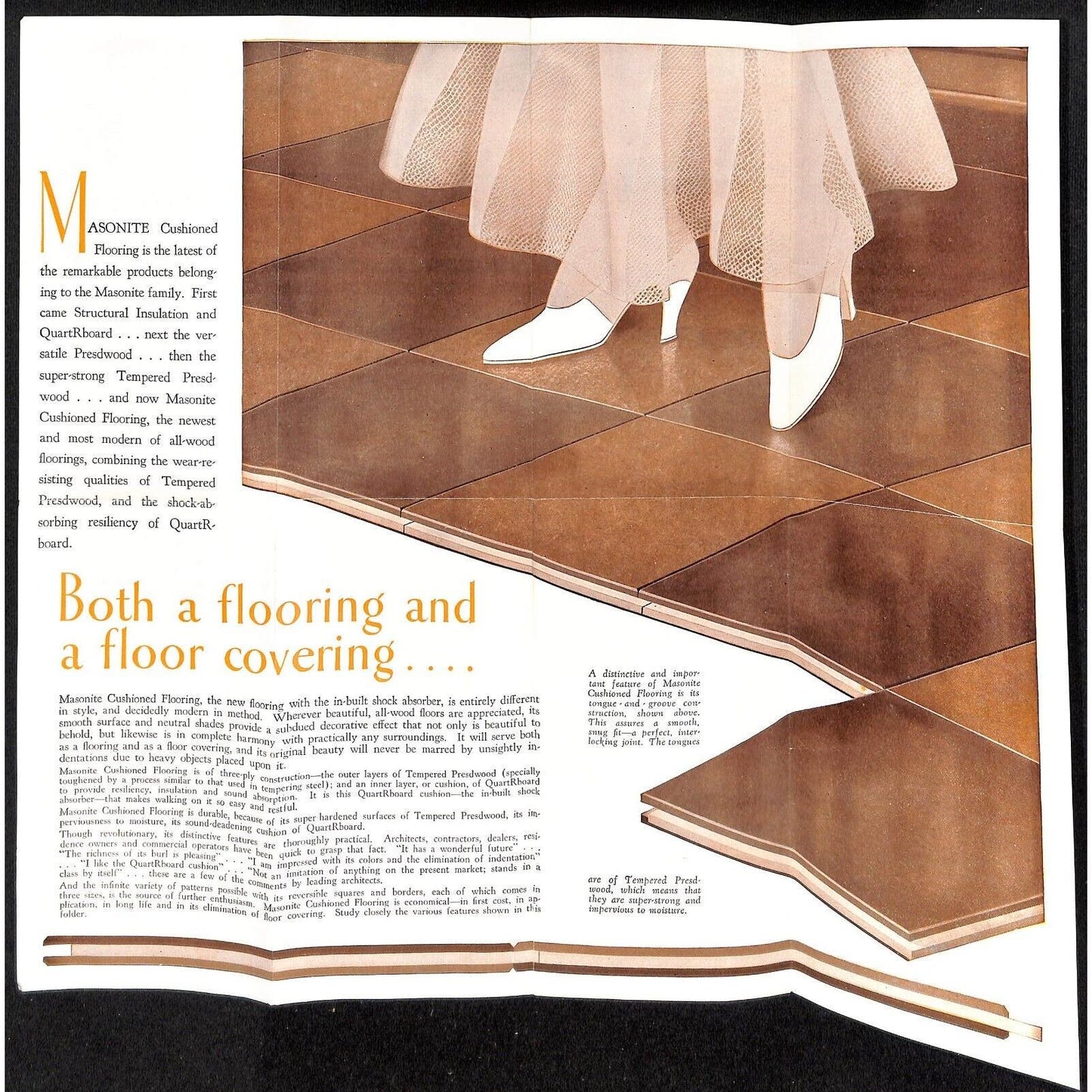 Masonite Cushioned Flooring Brochure VGC c1933 Chicago World's Fair*