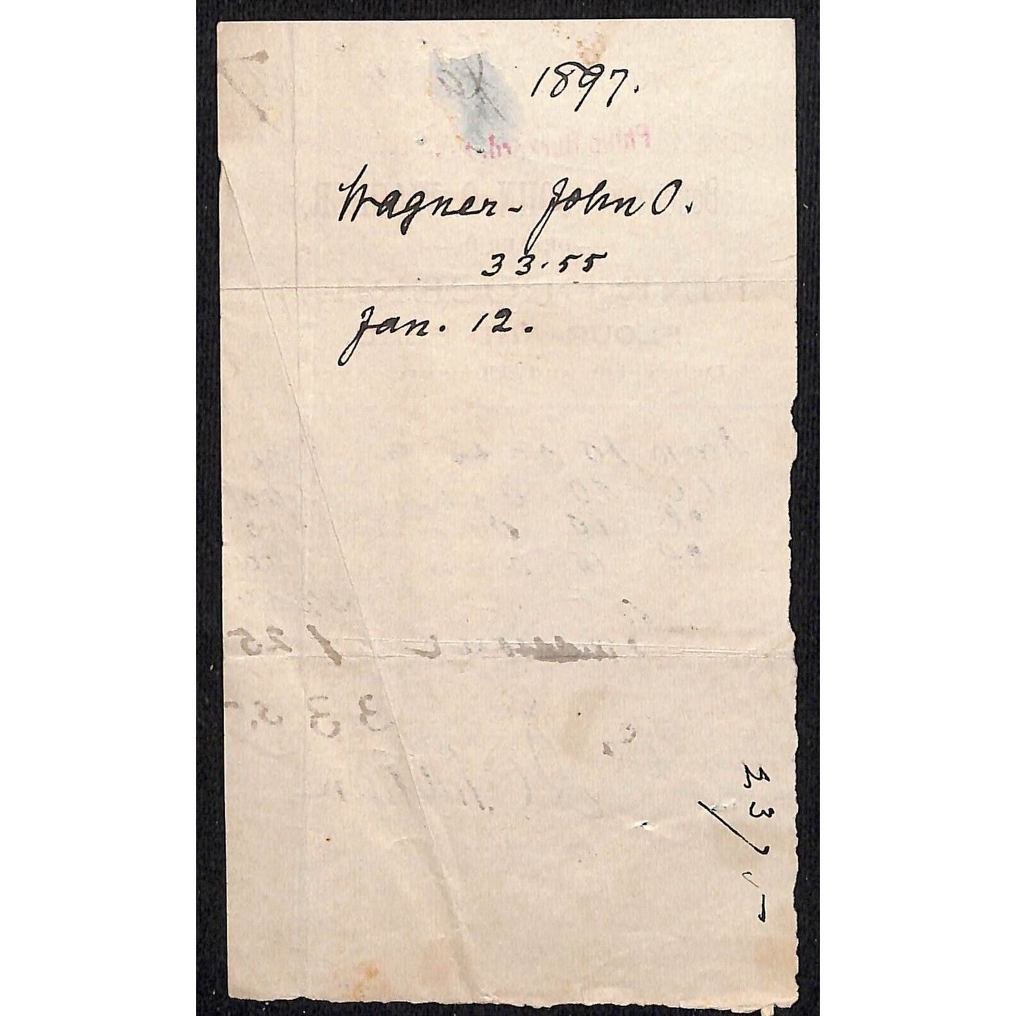 Astoria, L.I. NY John O. Wagner Groceries Flour Feed 1897 Billhead Debevoise Ave