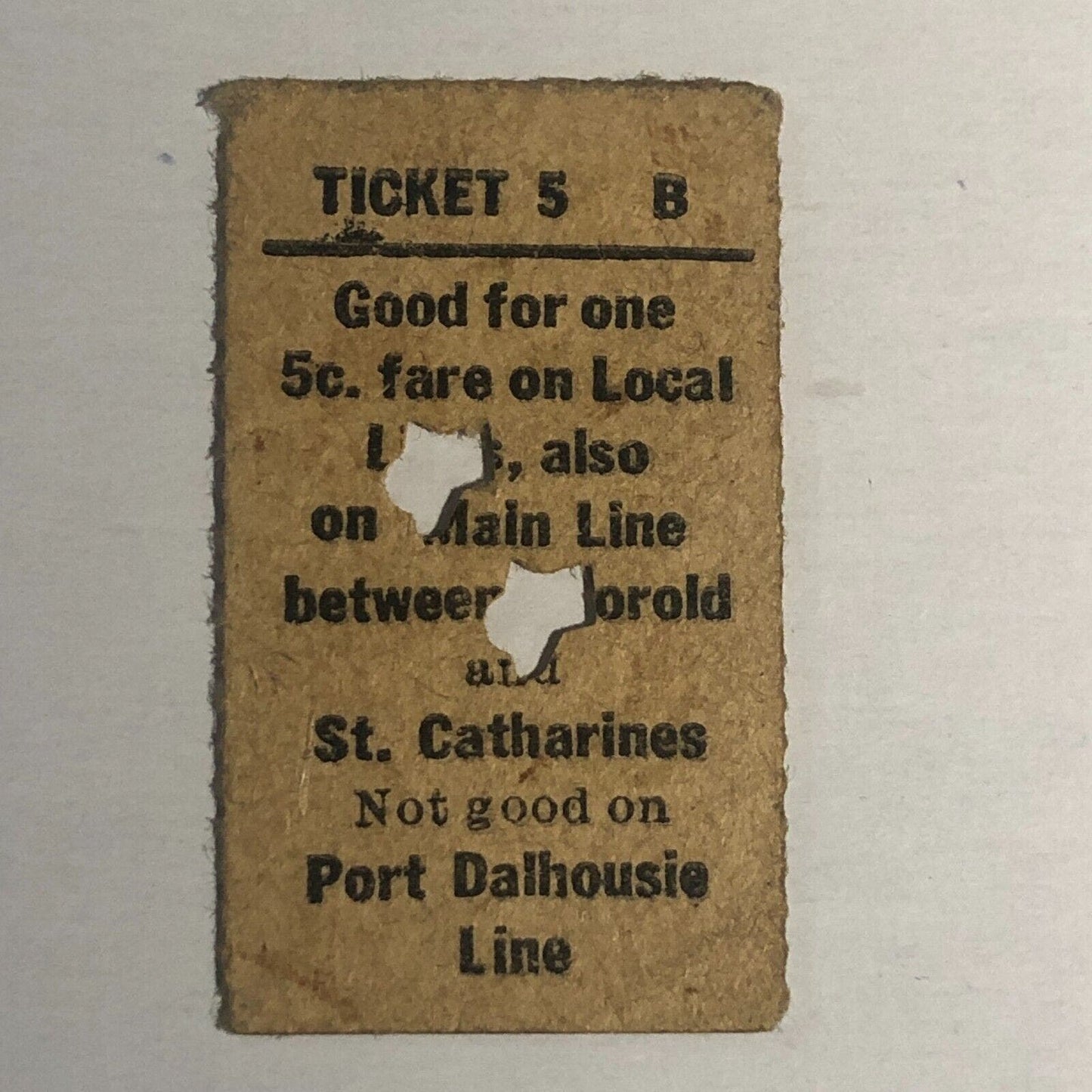 Niagara St. Catharines & Toronto Railway (1899-1959) Ticket #54296 Very Scarce