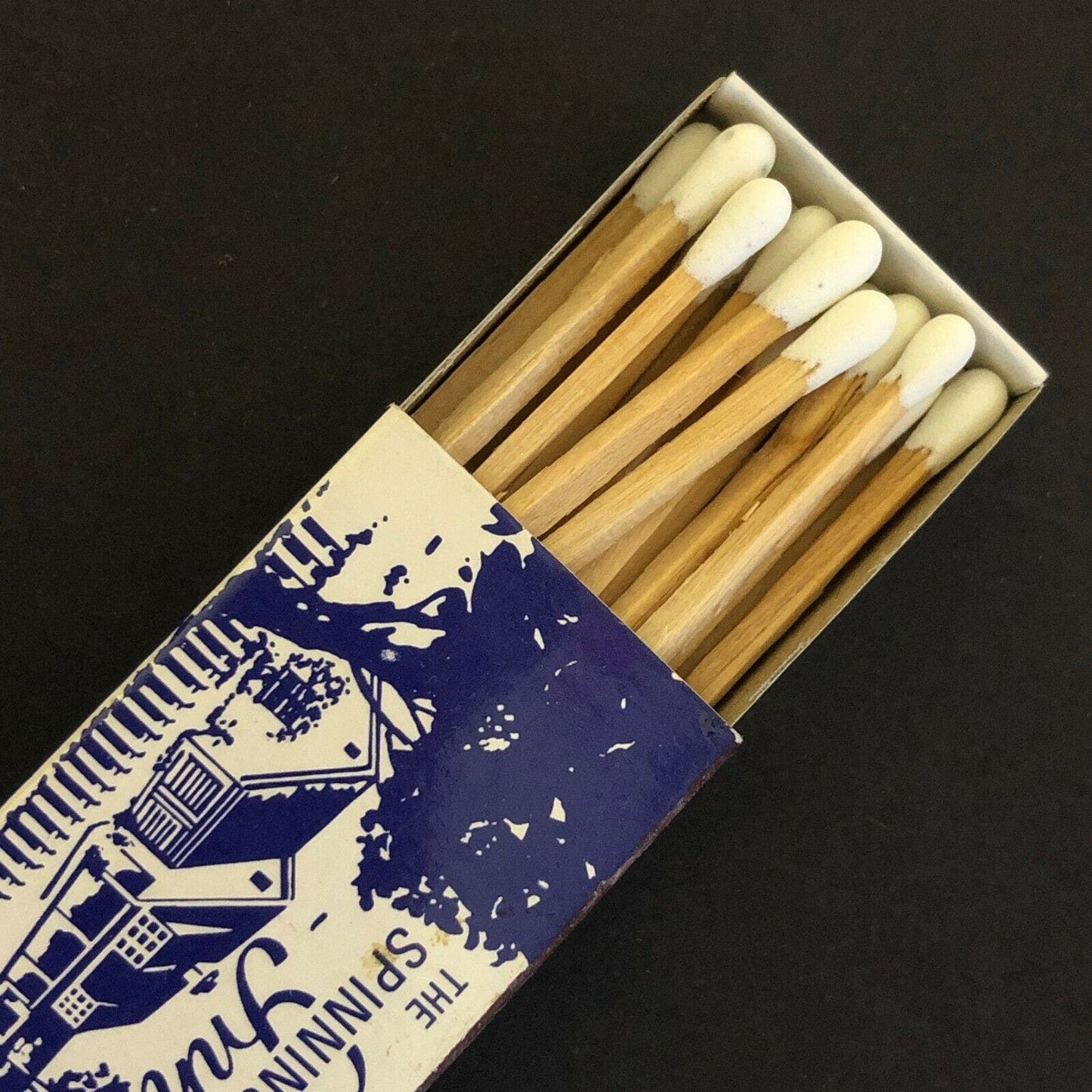 c1960's-70's Wooden Matchbox Matchbook "Spinning Wheel Inn" Redding Ridge, CT