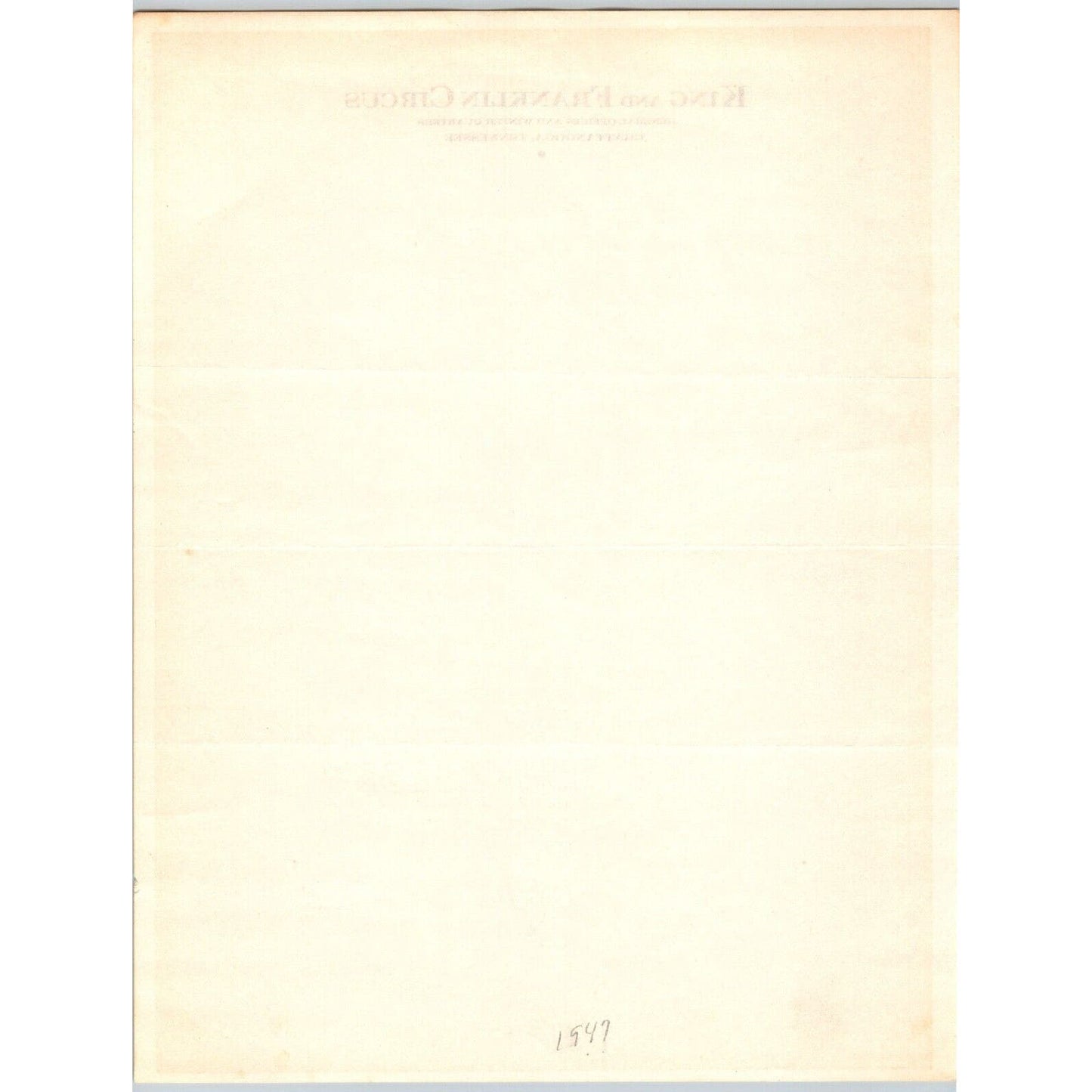 King and Franklin Circus Letterhead c1947 Chattanooga, TN Scarce
