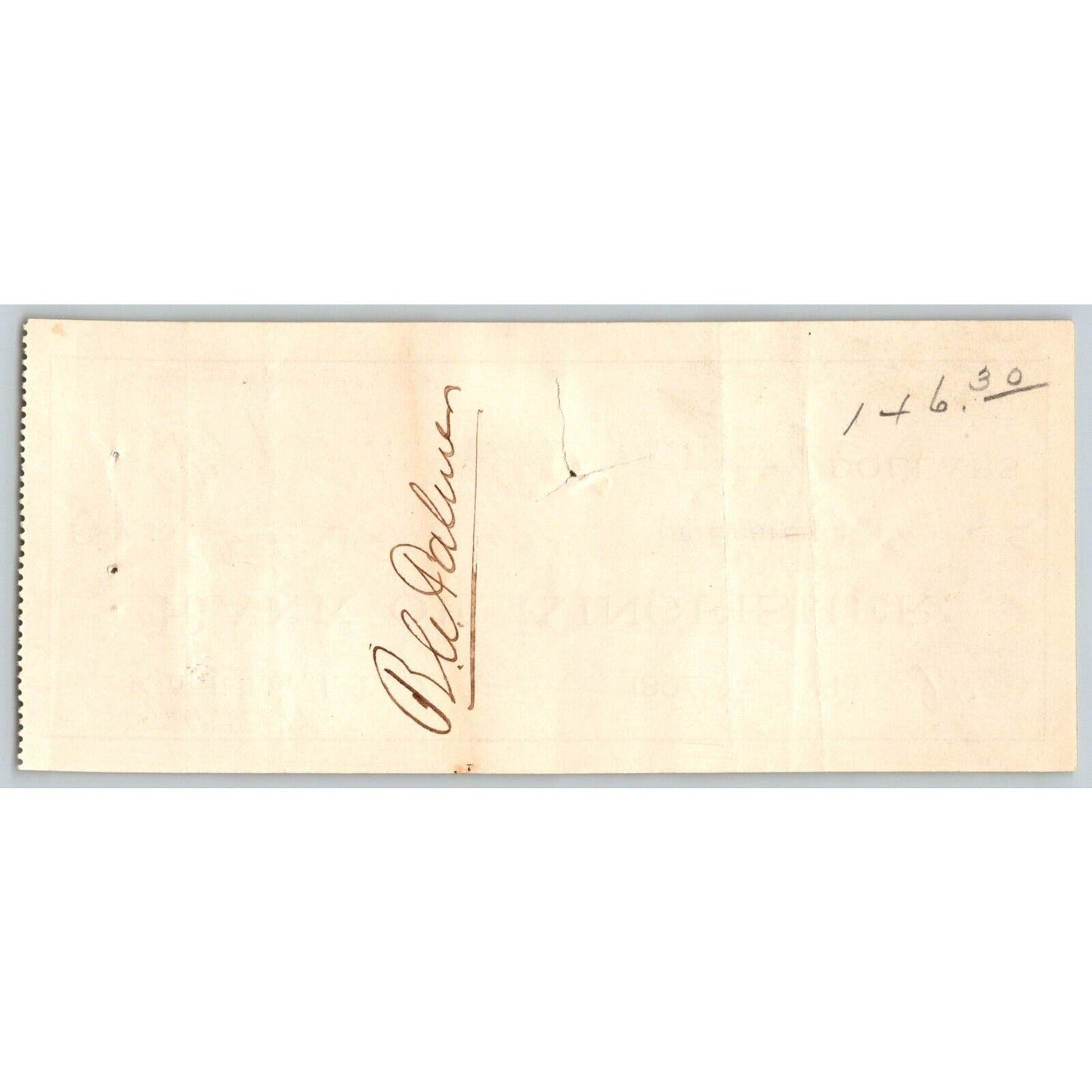 Kingfisher Indian Territory Oklahoma Bank of Kingfisher $100 1891 Check