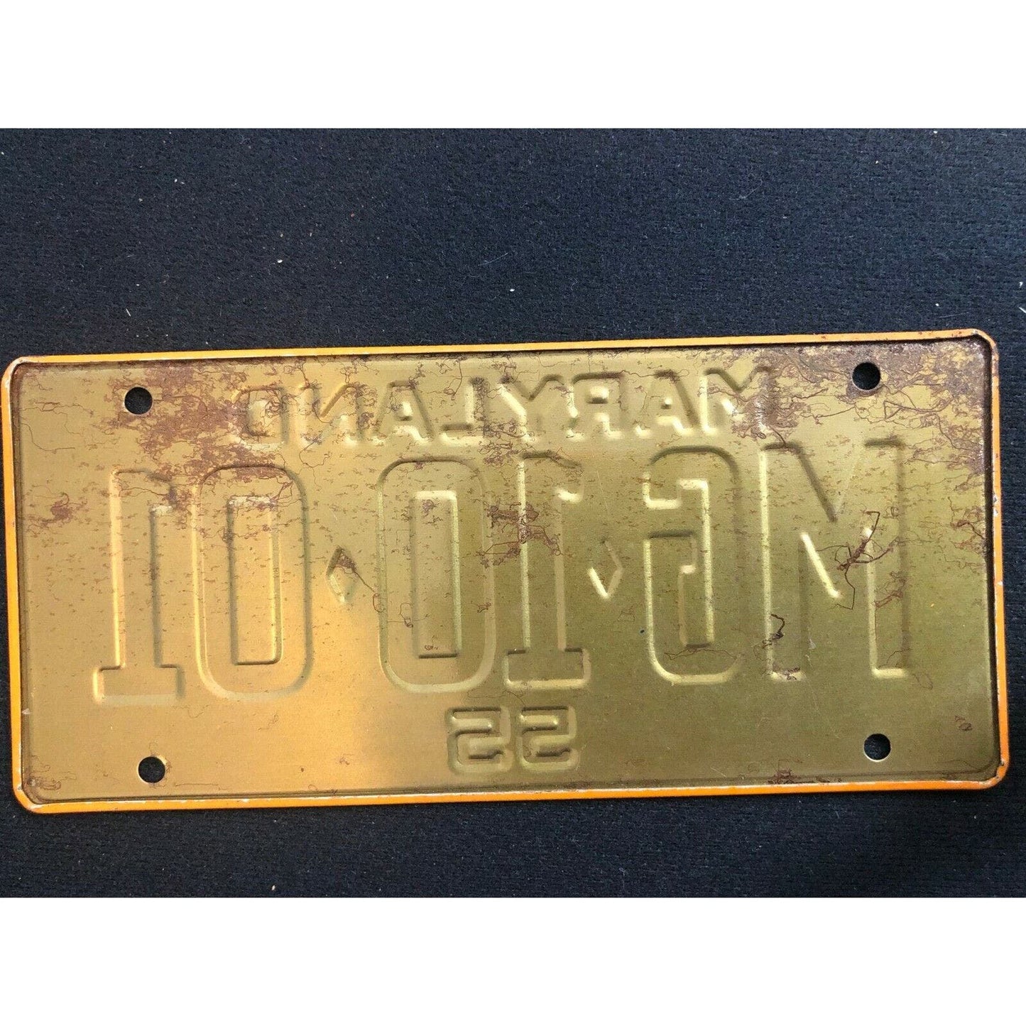 1953-54 General Mills Wheaties Tin Mini Bicycle License Plate - Maryland